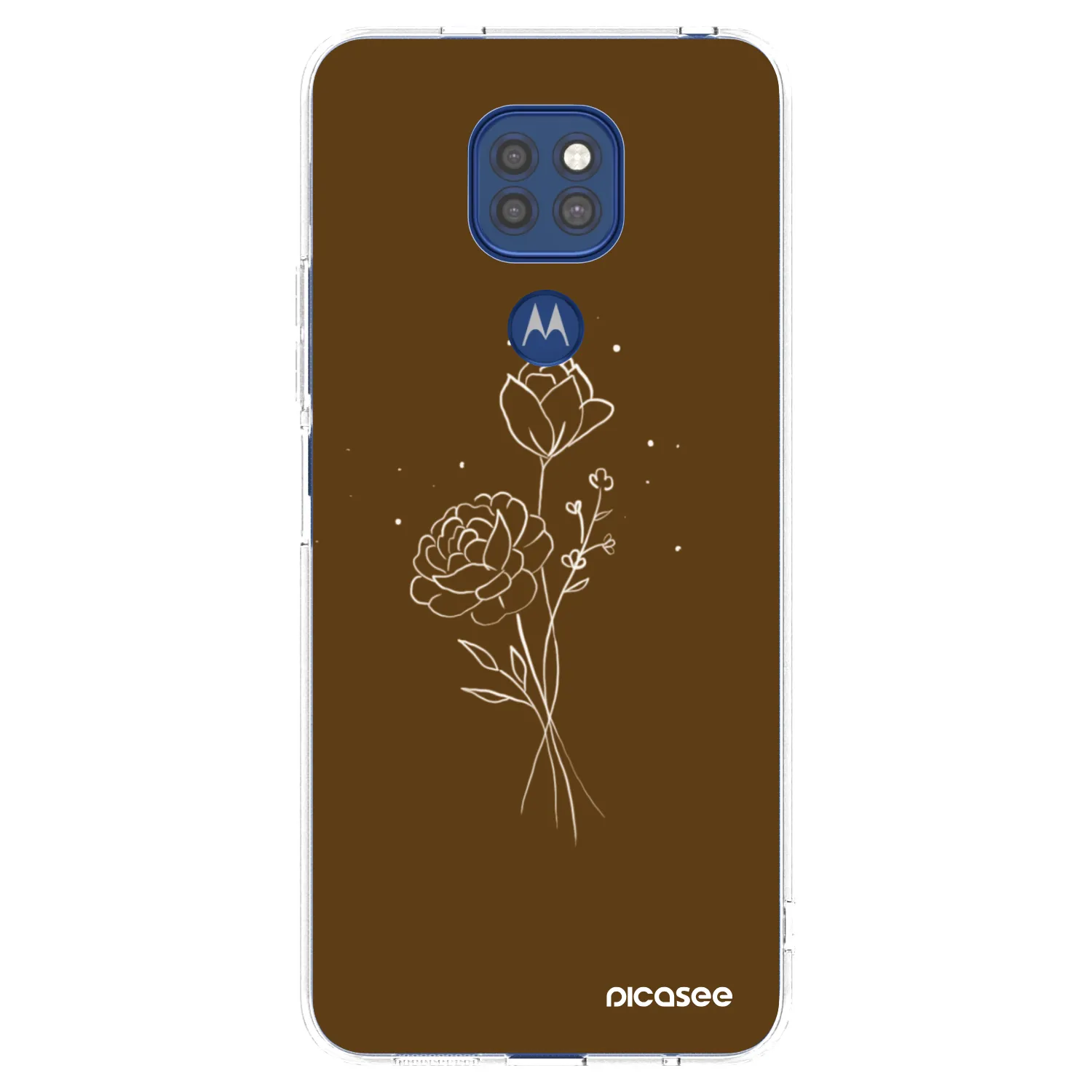 Picasee Motorola Moto G9 Play Hülle - Transparentes Silikon - Brown flowers