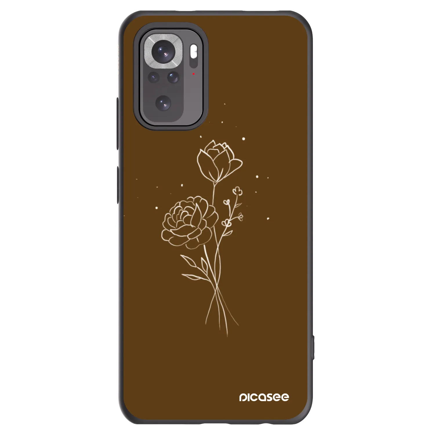Picasee Xiaomi Redmi Note 10S Hülle - Schwarzes Silikon - Brown flowers