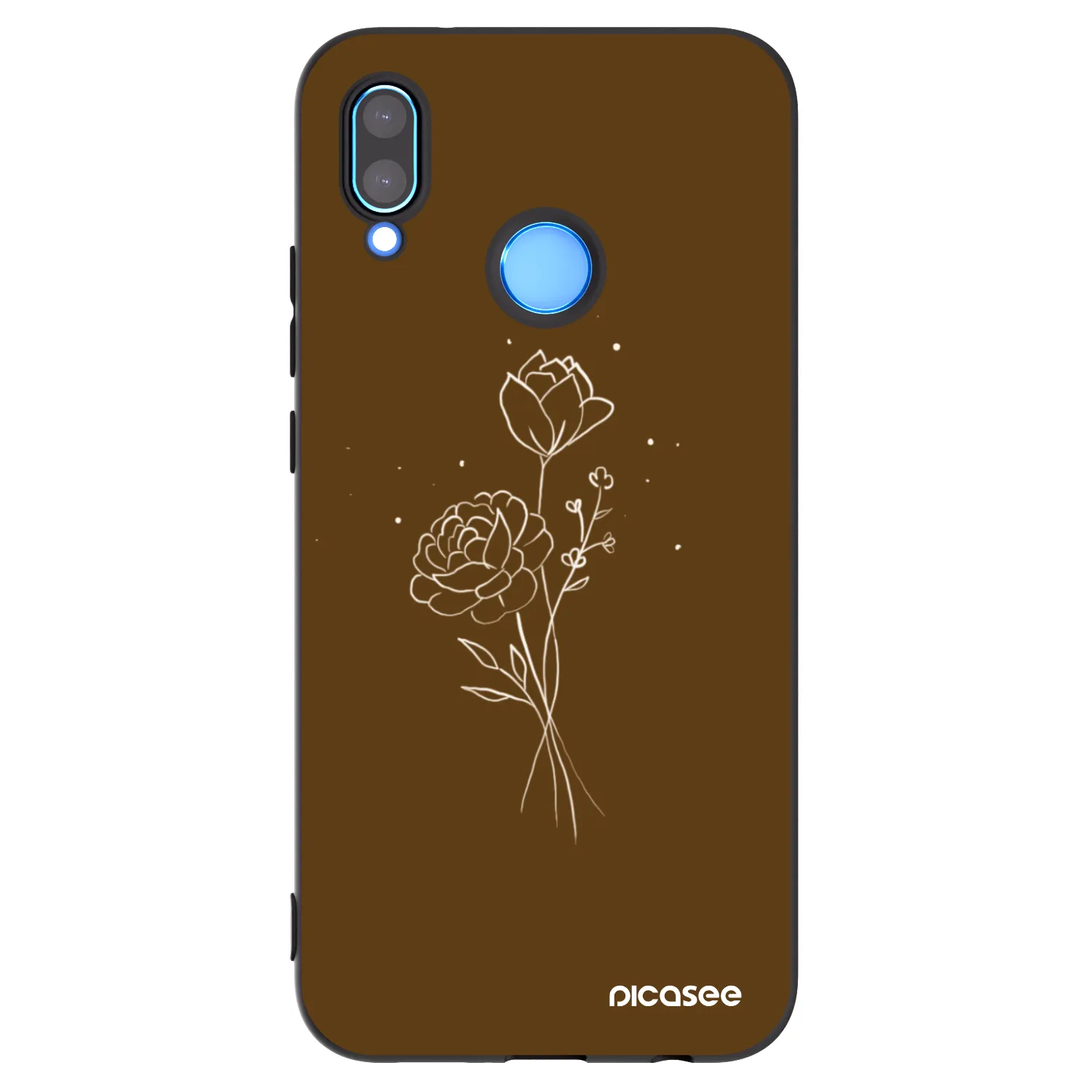 Picasee Huawei P20 Lite Hülle - Schwarzes Silikon - Brown flowers