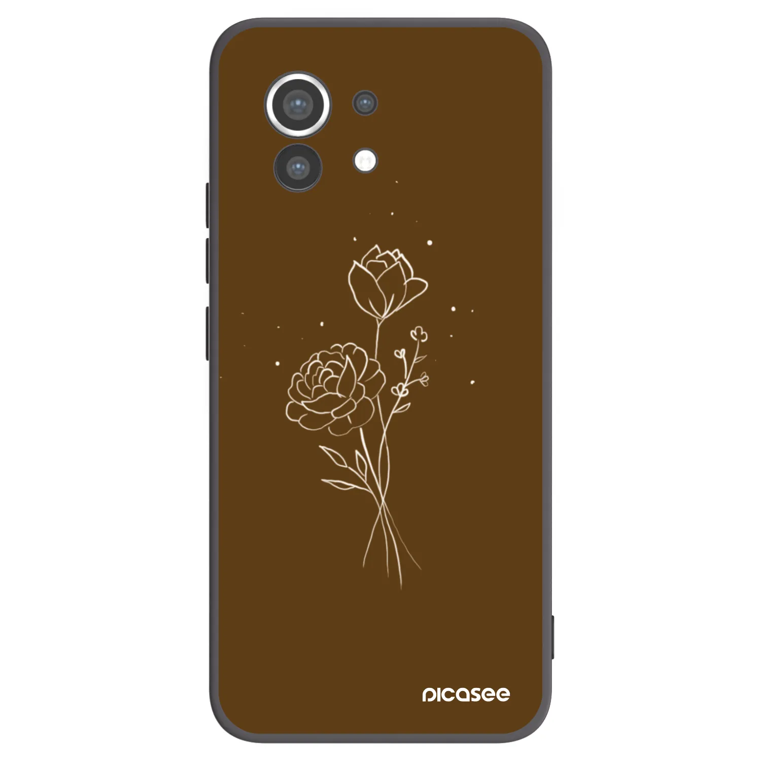Picasee Xiaomi Mi 11 Hülle - Schwarzes Silikon - Brown flowers