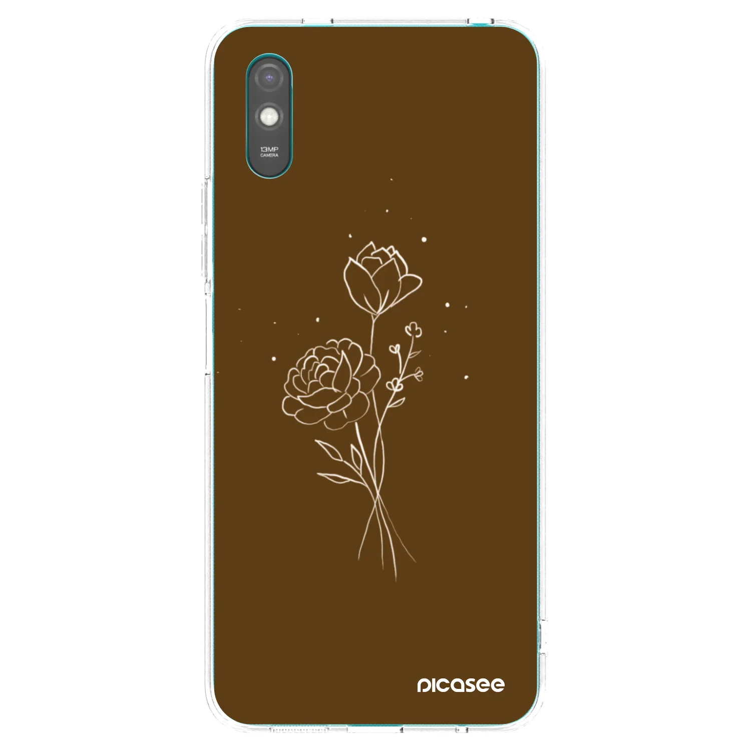 Picasee Xiaomi Redmi 9AT Hülle - Transparentes Silikon - Brown flowers