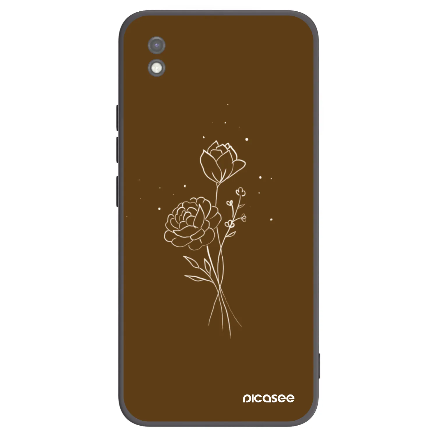 Picasee Xiaomi Redmi 9AT Hülle - Schwarzes Silikon - Brown flowers