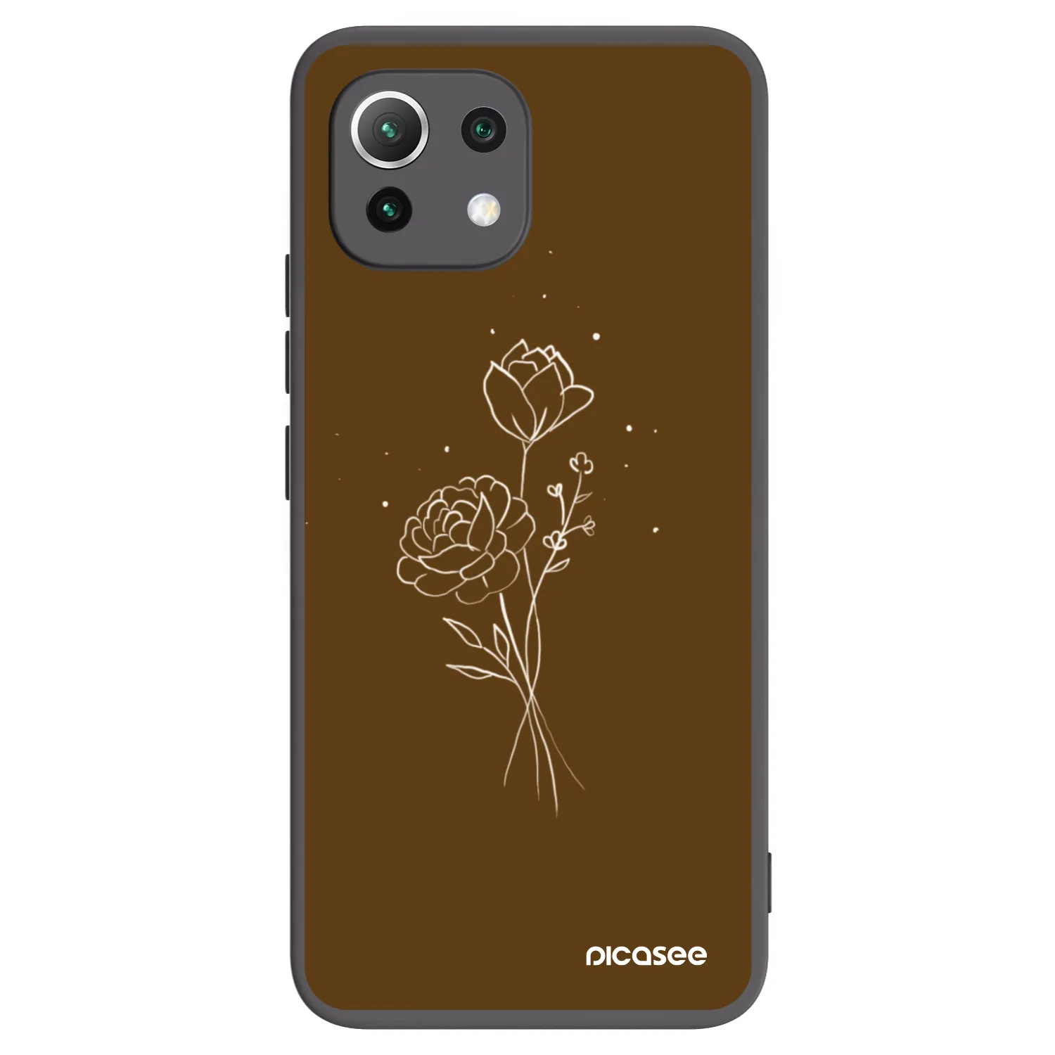 Picasee Xiaomi Mi 11 Lite Hülle - Schwarzes Silikon - Brown flowers