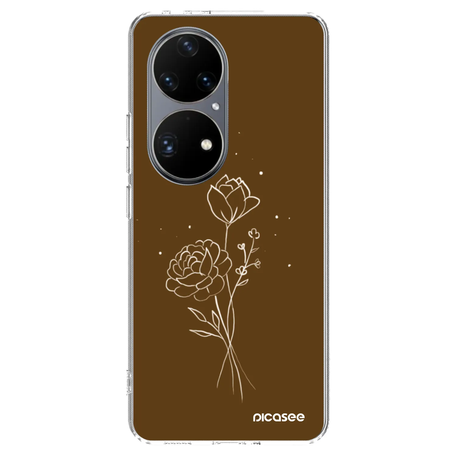 Picasee Huawei P50 Hülle - Transparentes Silikon - Brown flowers