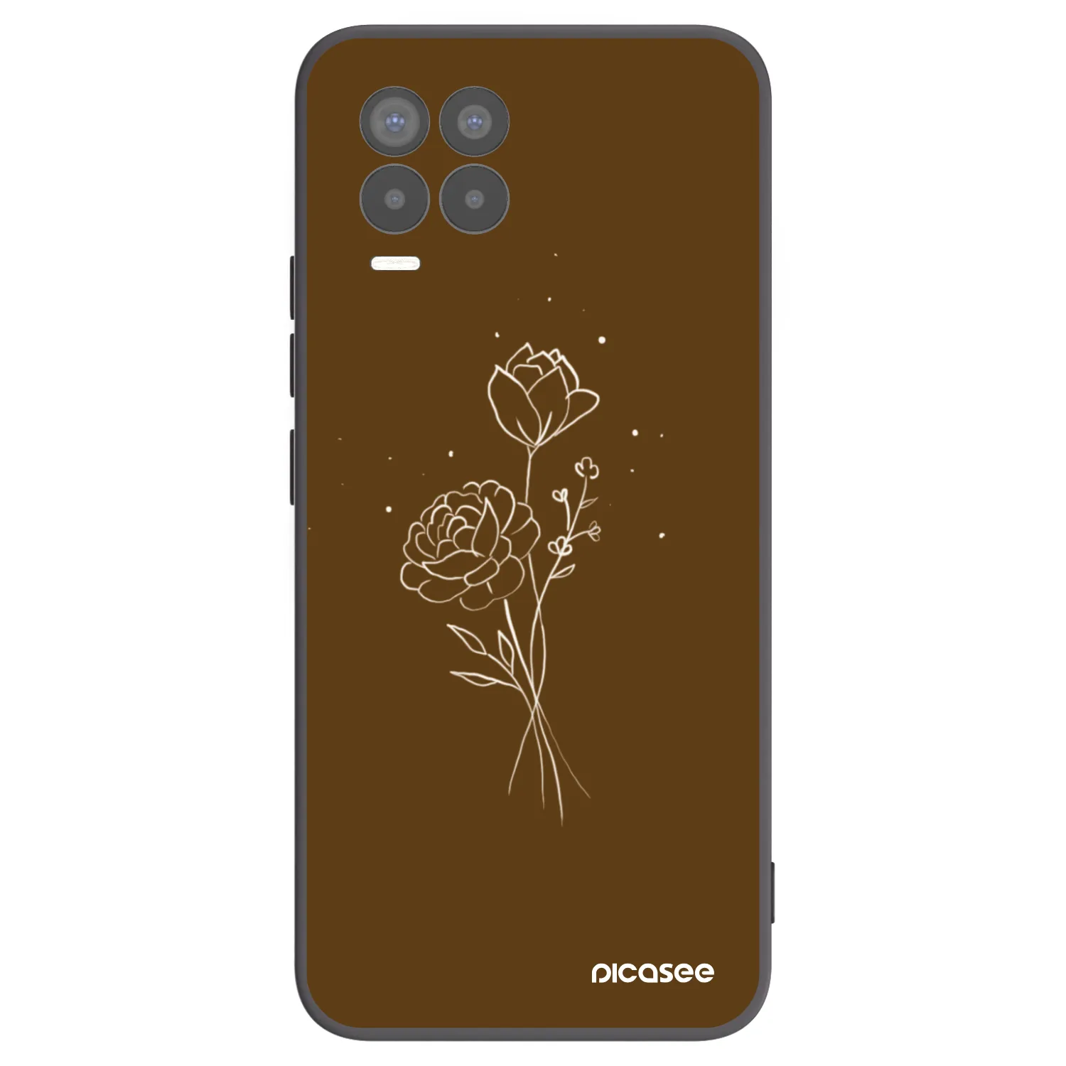 Picasee Realme 8 4G Hülle - Schwarzes Silikon - Brown flowers