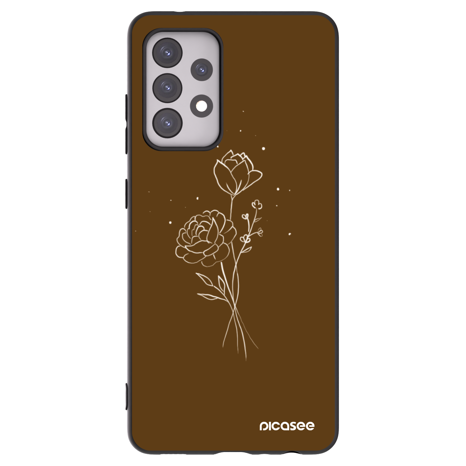 Picasee Samsung Galaxy A52s 5G A528B Hülle - Schwarzes Silikon - Brown flowers