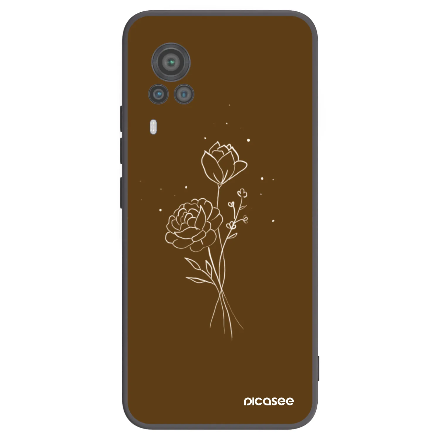Picasee Vivo X60 Pro 5G Hülle - Schwarzes Silikon - Brown flowers