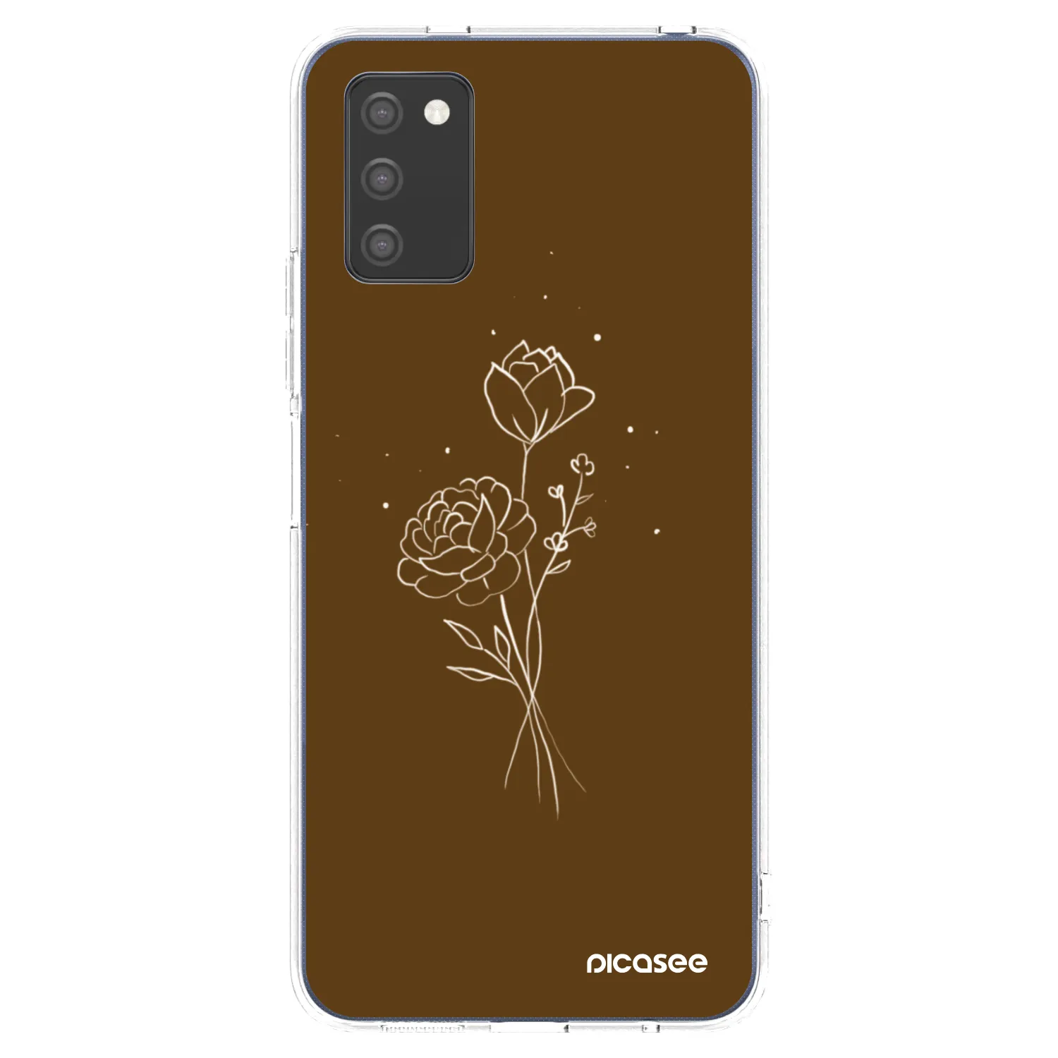 Picasee Samsung Galaxy A03s A037G Hülle - Transparentes Silikon - Brown flowers