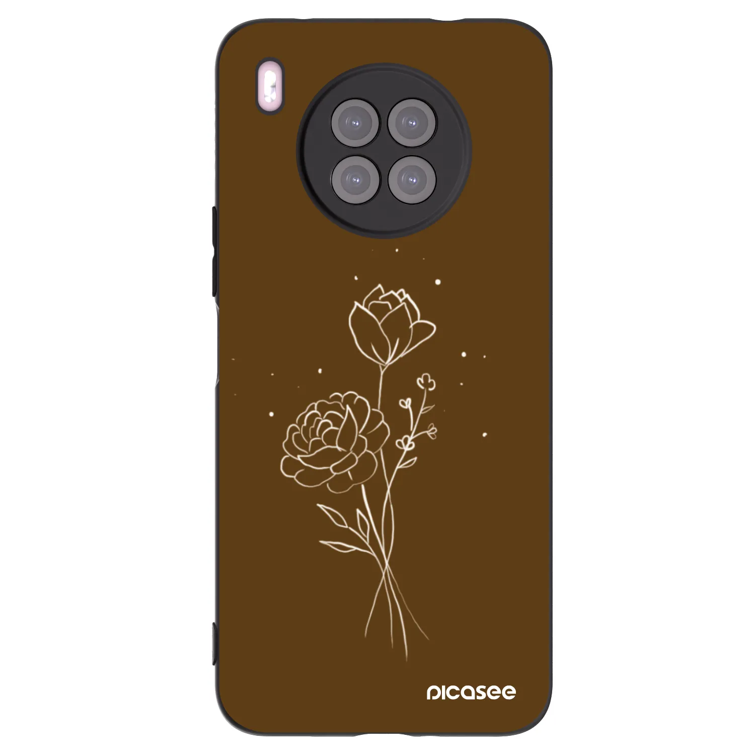 Picasee Huawei Nova 8i Hülle - Schwarzes Silikon - Brown flowers