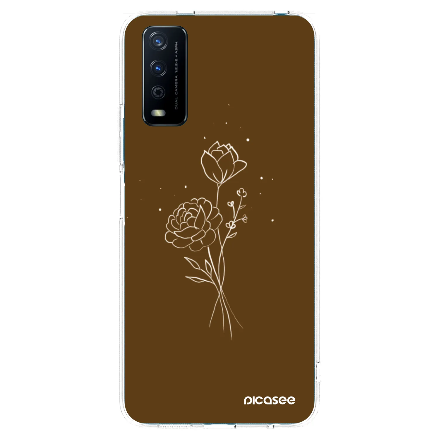 Picasee Vivo Y11s Hülle - Transparentes Silikon - Brown flowers