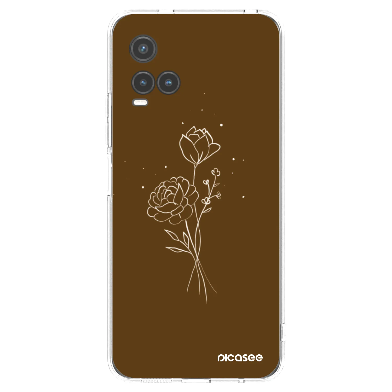 Picasee Vivo Y33s Hülle - Transparentes Silikon - Brown flowers