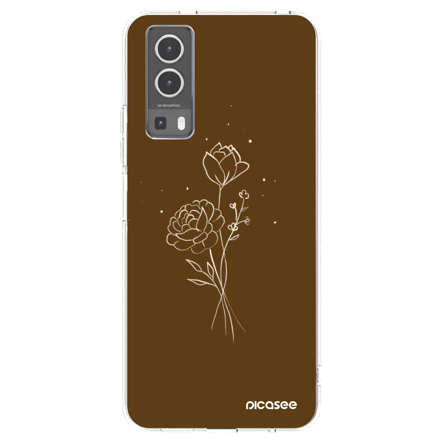 Picasee Vivo Y72 5G Hülle - Transparentes Silikon - Brown flowers
