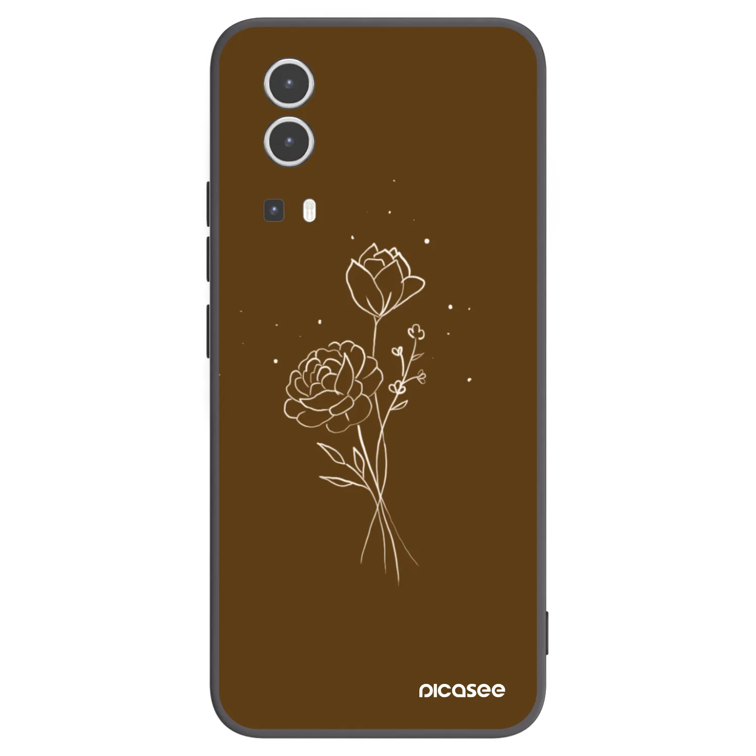 Picasee Vivo Y72 5G Hülle - Schwarzes Silikon - Brown flowers