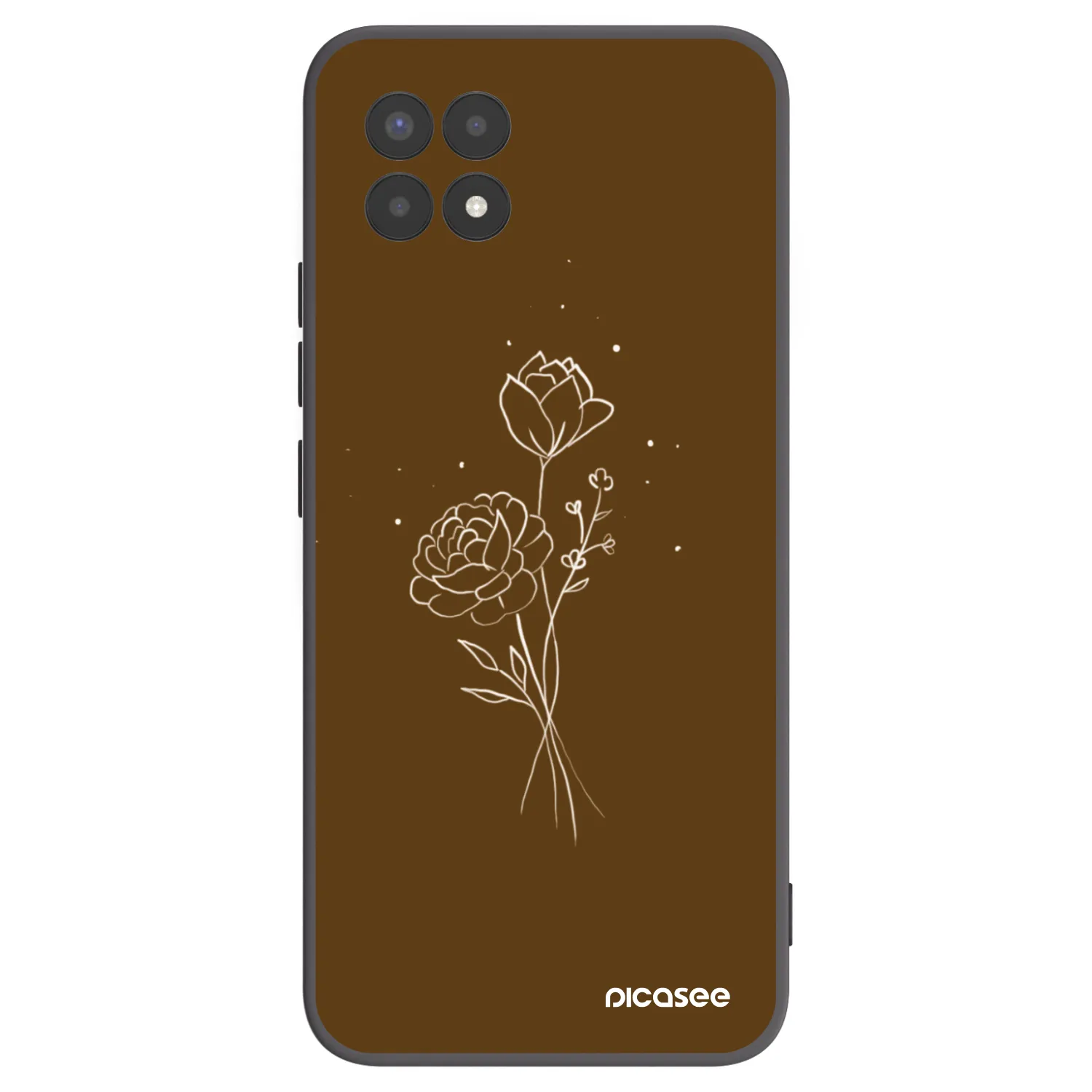 Picasee Realme 8i Hülle - Schwarzes Silikon - Brown flowers