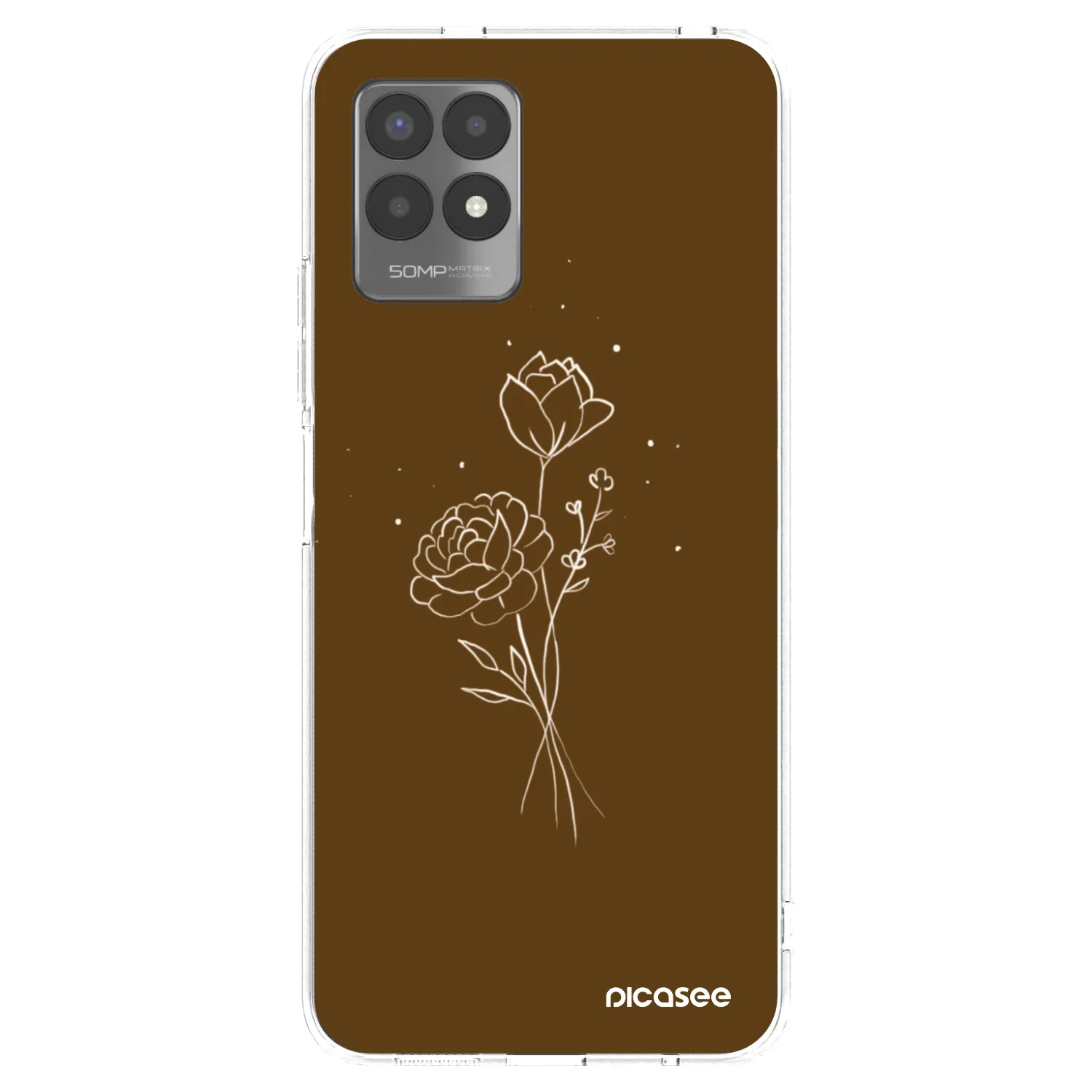 Picasee Realme 8i Hülle - Transparentes Silikon - Brown flowers