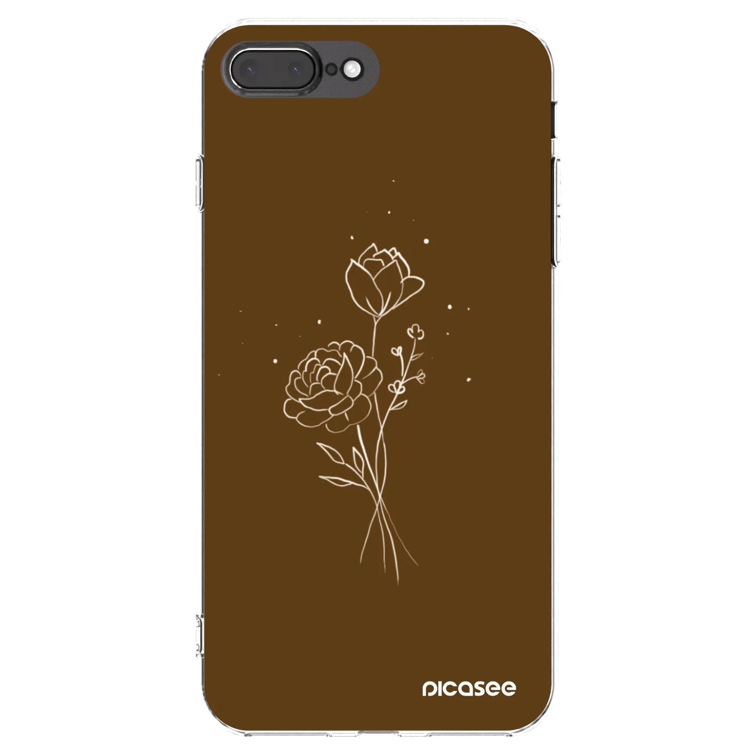 Picasee Apple iPhone 7 Plus Hülle - Transparentes Silikon - Brown flowers