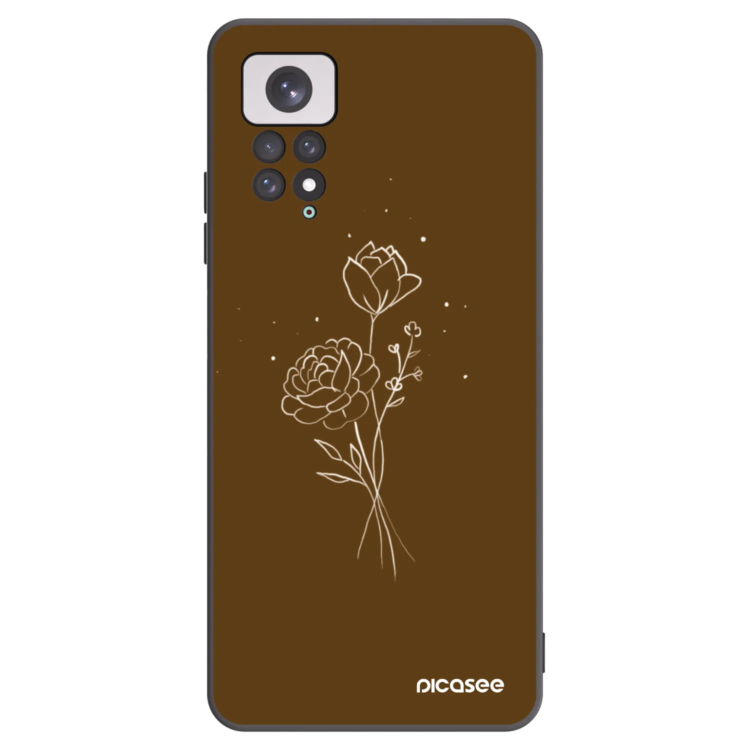 Picasee Xiaomi Redmi Note 11 Hülle - Schwarzes Silikon - Brown flowers