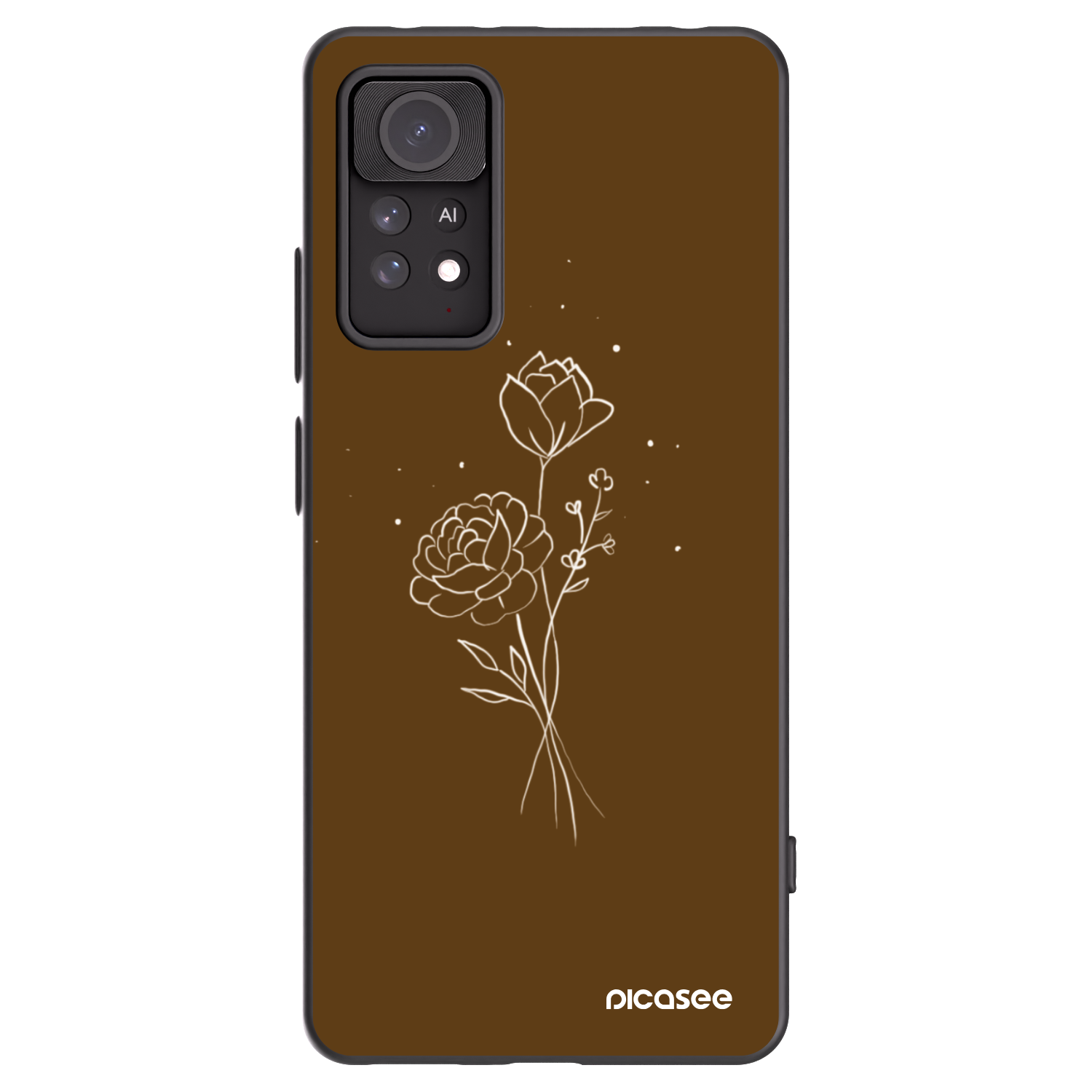 Picasee Xiaomi Redmi Note 11 Pro Hülle - Schwarzes Silikon - Brown flowers