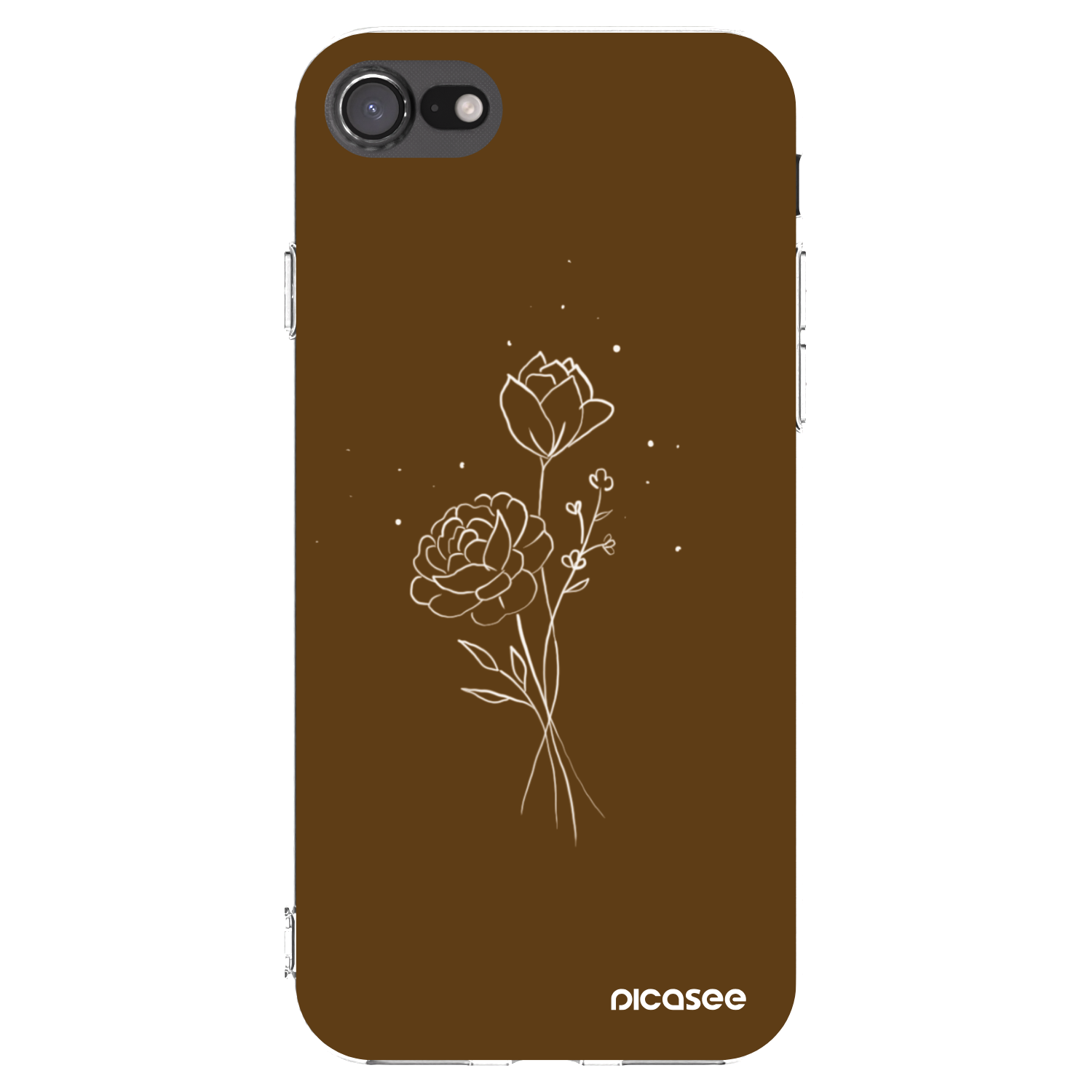 Picasee Apple iPhone SE 2022 Hülle - Transparentes Silikon - Brown flowers