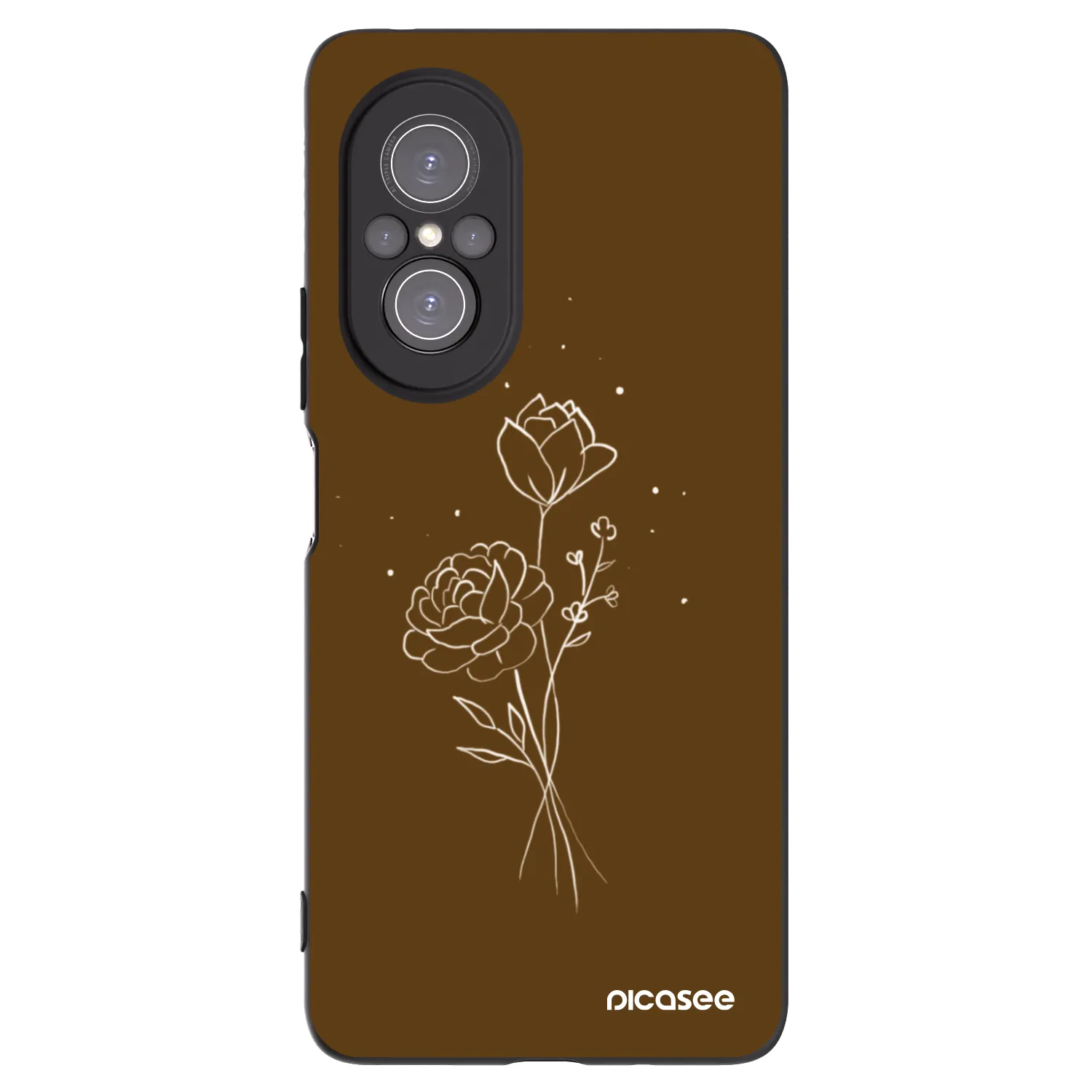 Picasee Huawei Nova 9 SE Hülle - Schwarzes Silikon - Brown flowers