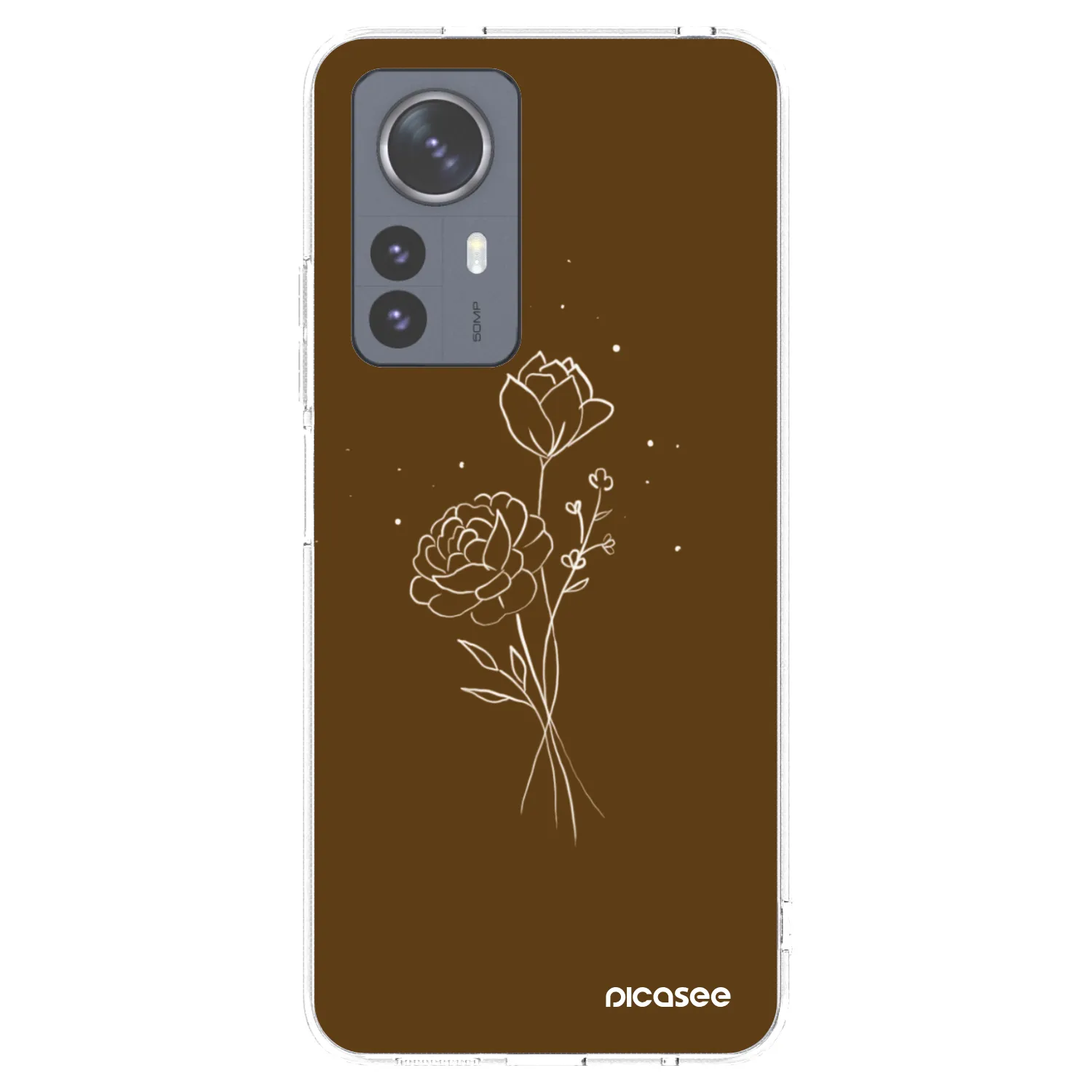 Picasee Xiaomi 12 Pro Hülle - Transparentes Silikon - Brown flowers
