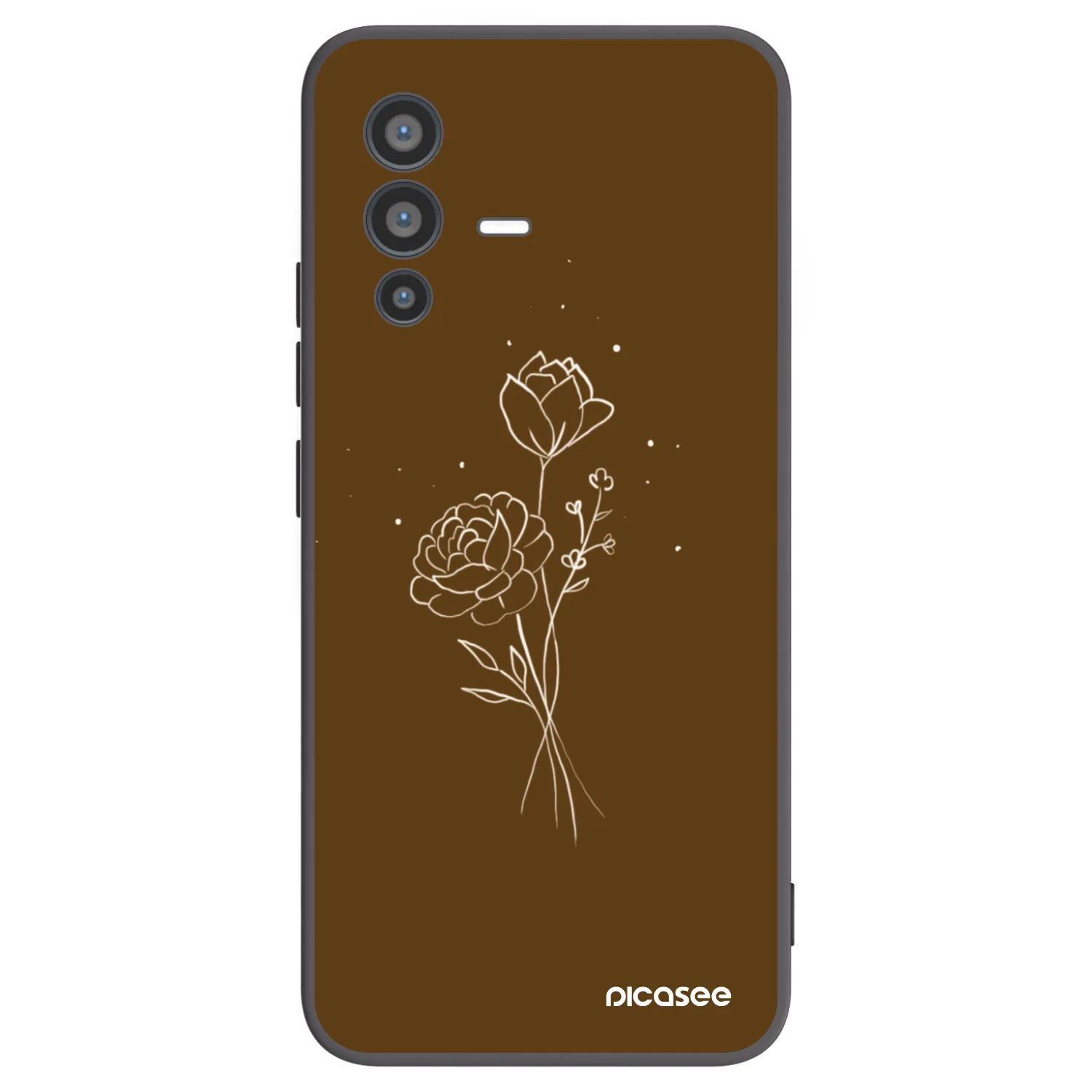 Picasee Vivo V23 5G Hülle - Schwarzes Silikon - Brown flowers