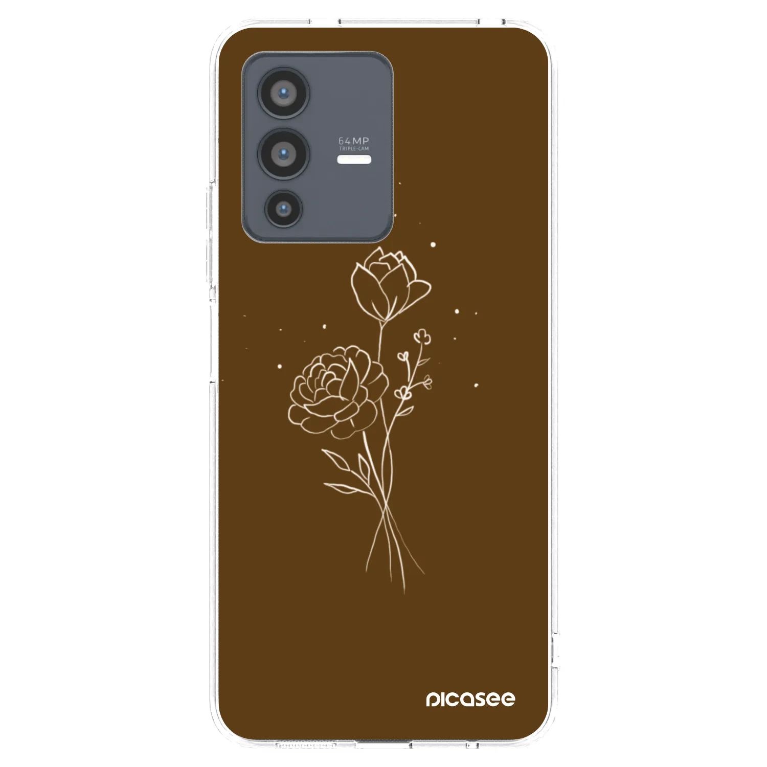 Picasee Vivo V23 5G Hülle - Transparentes Silikon - Brown flowers