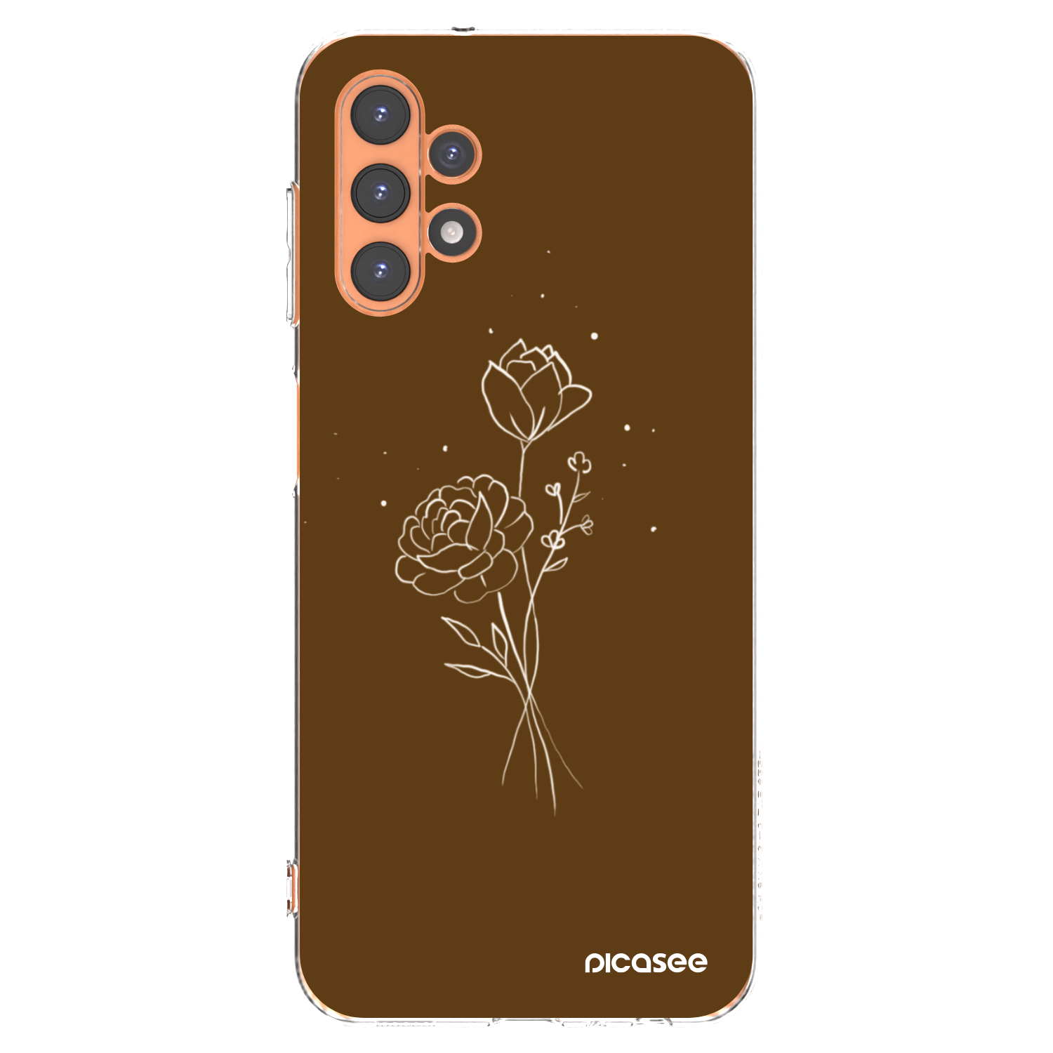 Picasee Samsung Galaxy A13 4G A135 Hülle - Transparentes Silikon - Brown flowers