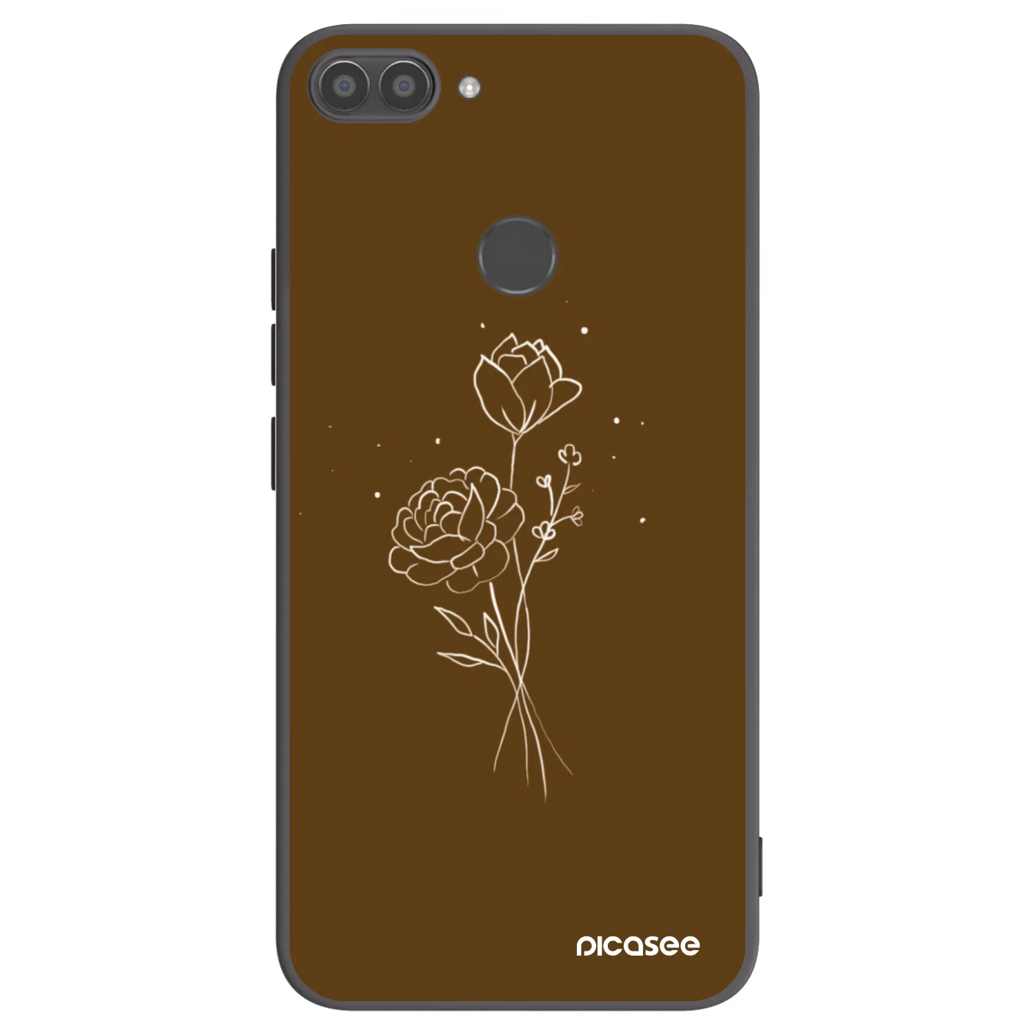 Picasee Huawei P Smart Hülle - Schwarzes Silikon - Brown flowers