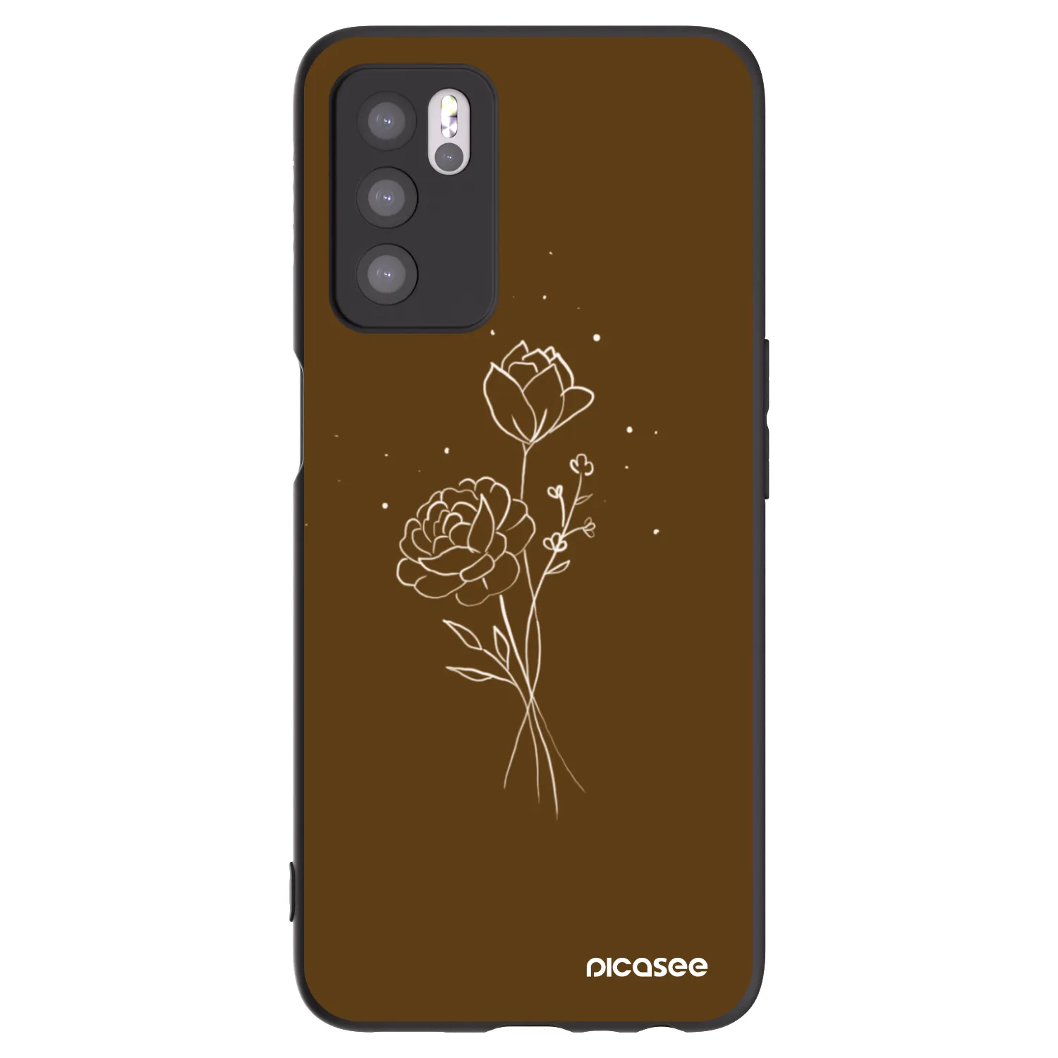 Picasee OPPO A16 Hülle - Schwarzes Silikon - Brown flowers
