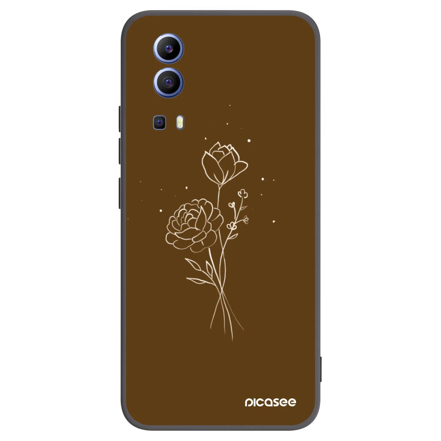 Picasee Vivo Y52 5G Hülle - Schwarzes Silikon - Brown flowers