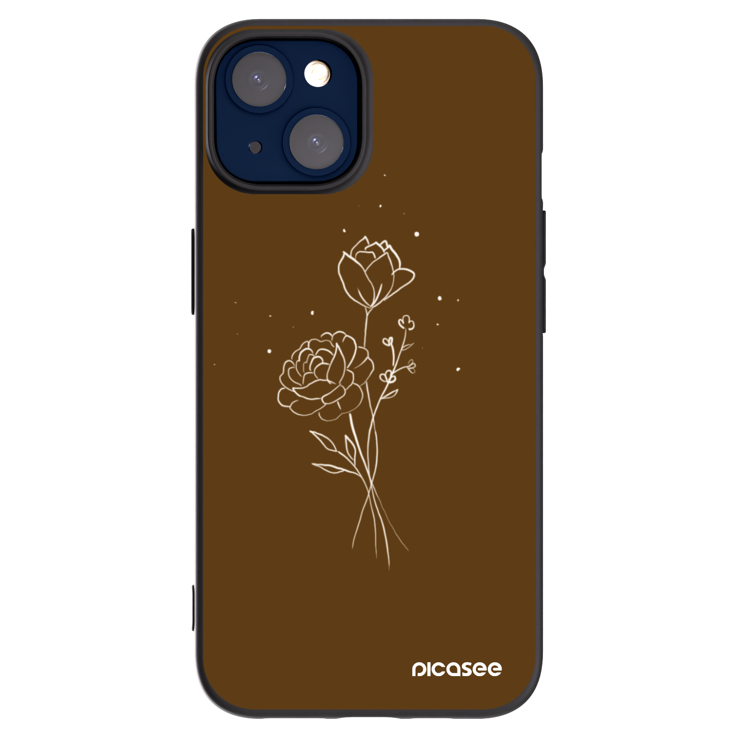 Picasee Apple iPhone 14 Hülle - Schwarzes Silikon - Brown flowers