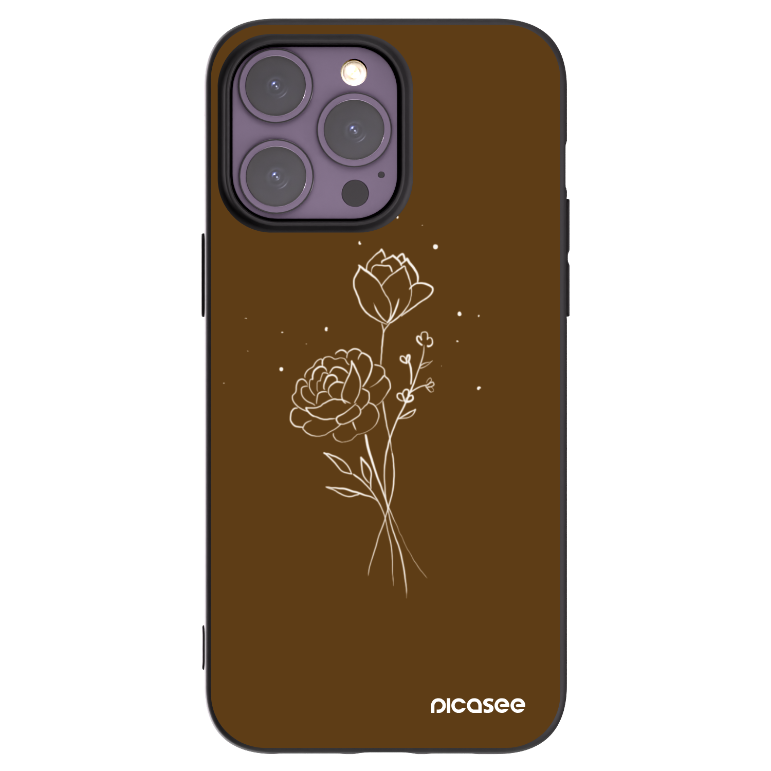 Picasee Apple iPhone 14 Pro Max Hülle - Schwarzes Silikon - Brown flowers