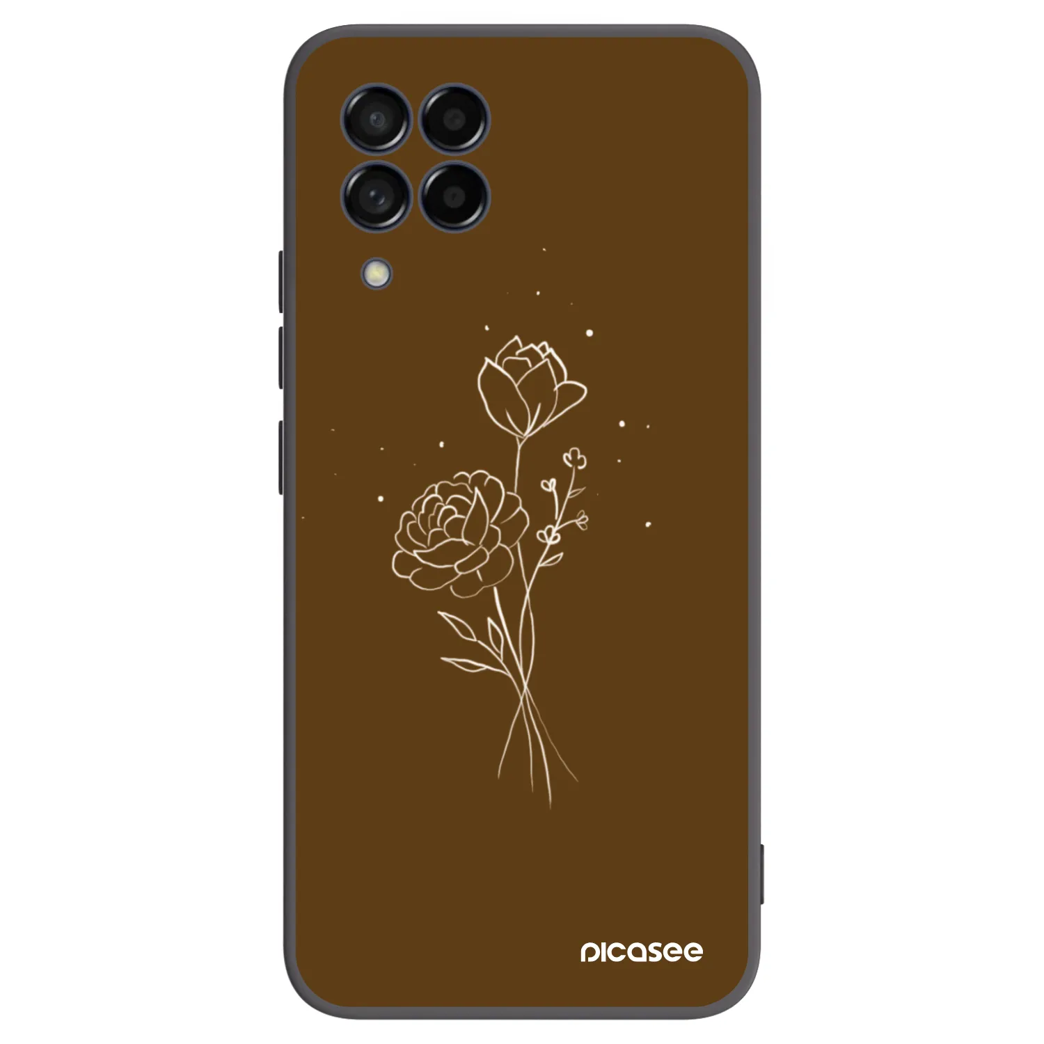 Picasee Samsung Galaxy M53 5G Hülle - Schwarzes Silikon - Brown flowers
