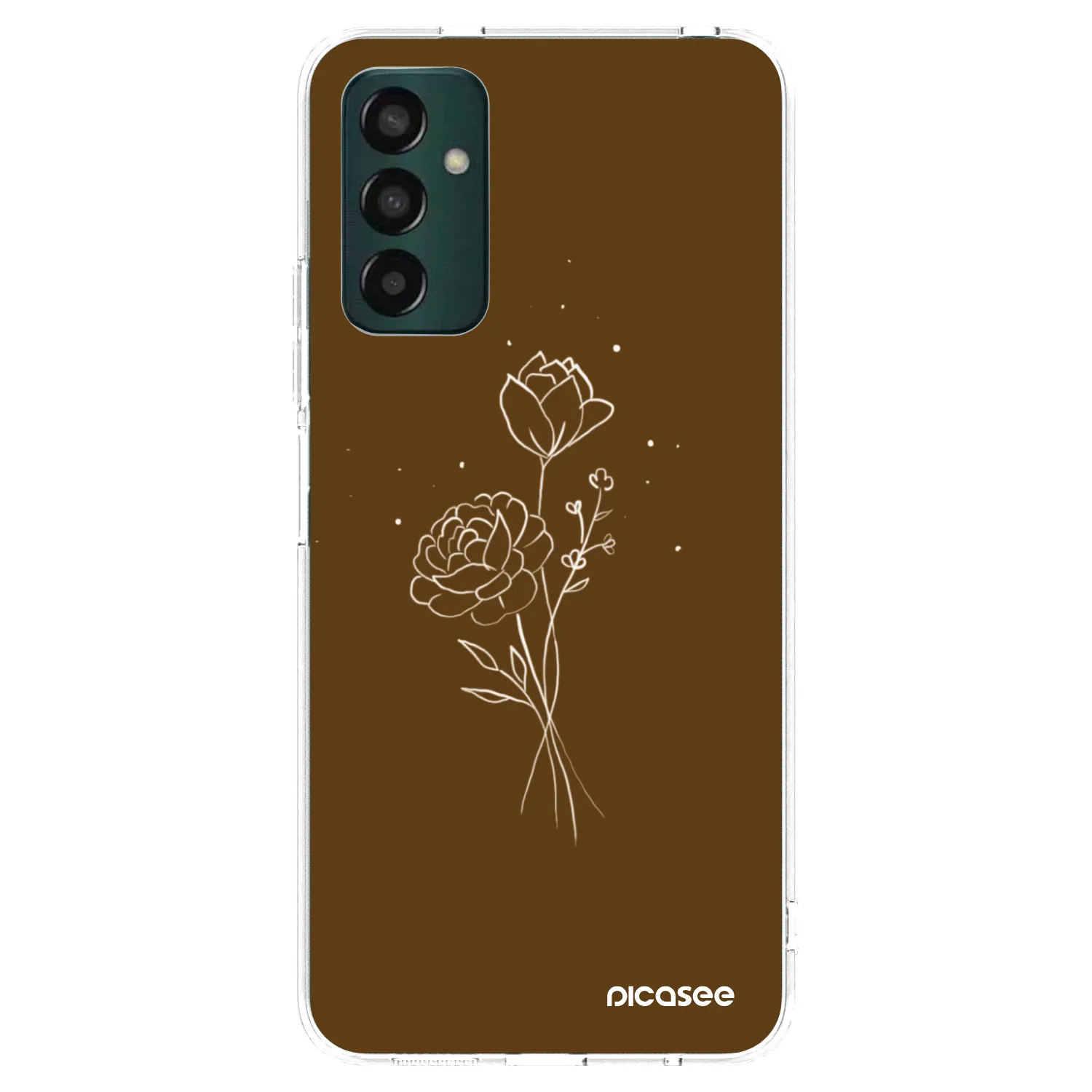 Picasee Samsung Galaxy M13 M135F Hülle - Transparentes Silikon - Brown flowers