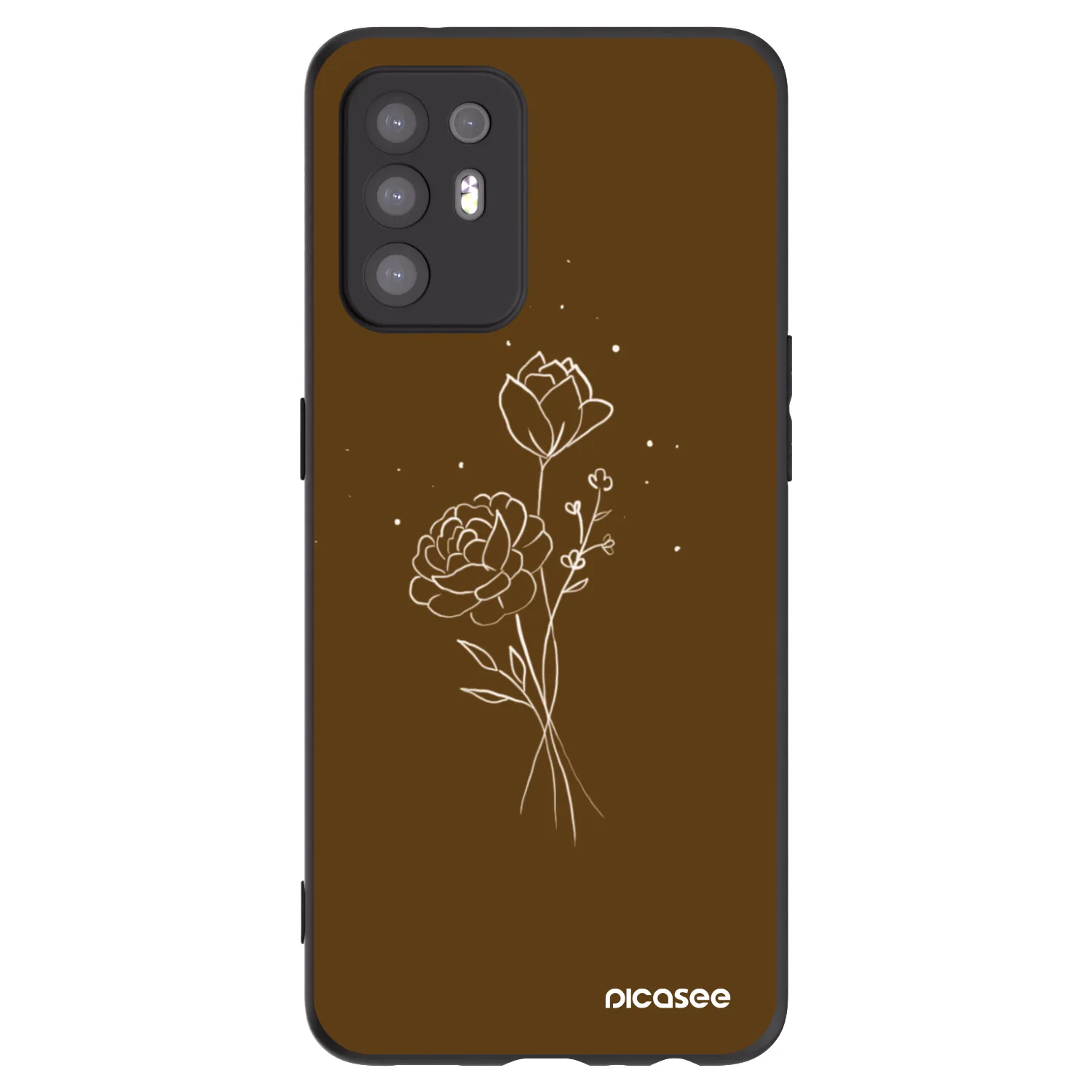 Picasee OPPO A94 5G Hülle - Schwarzes Silikon - Brown flowers
