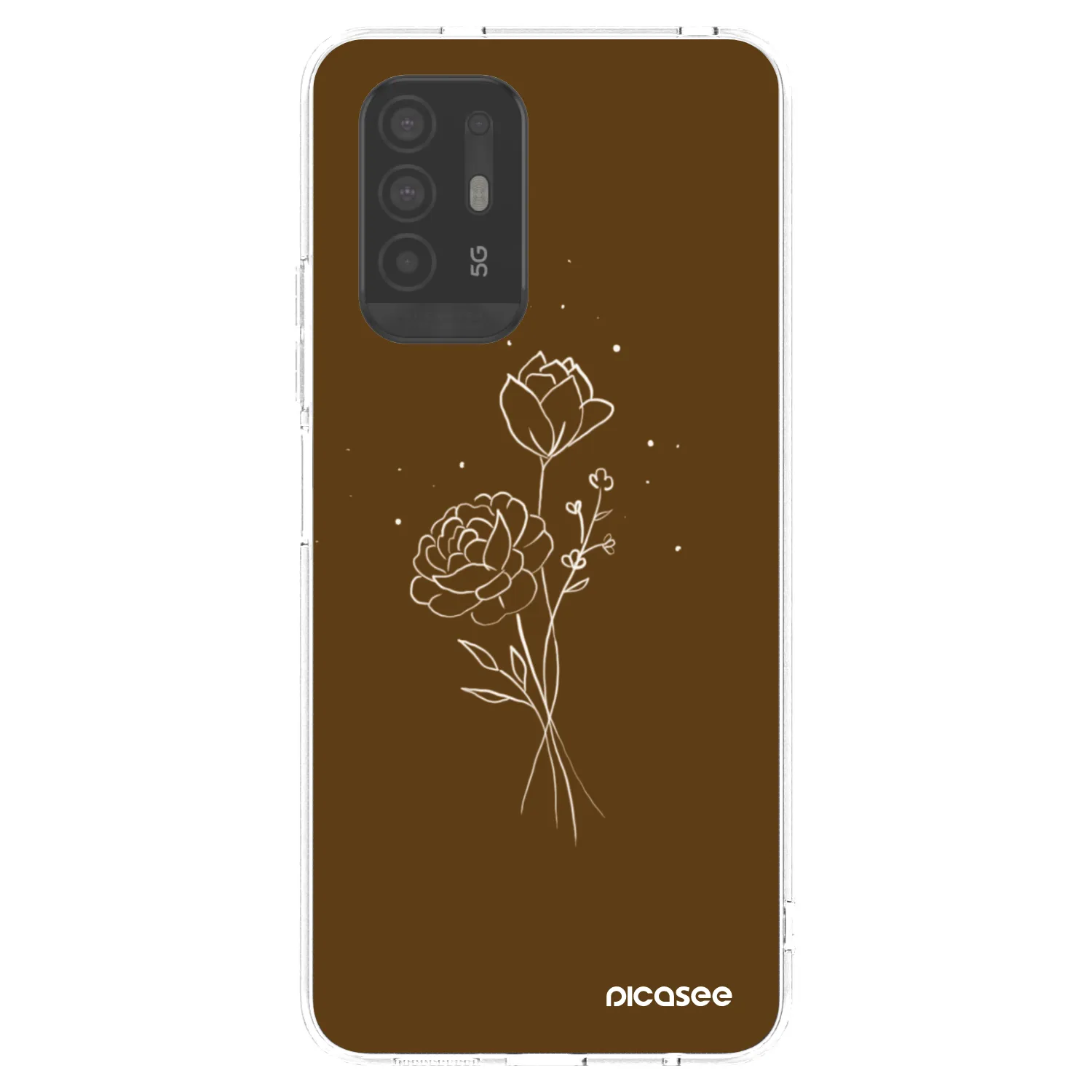 Picasee OPPO A94 5G Hülle - Transparentes Silikon - Brown flowers