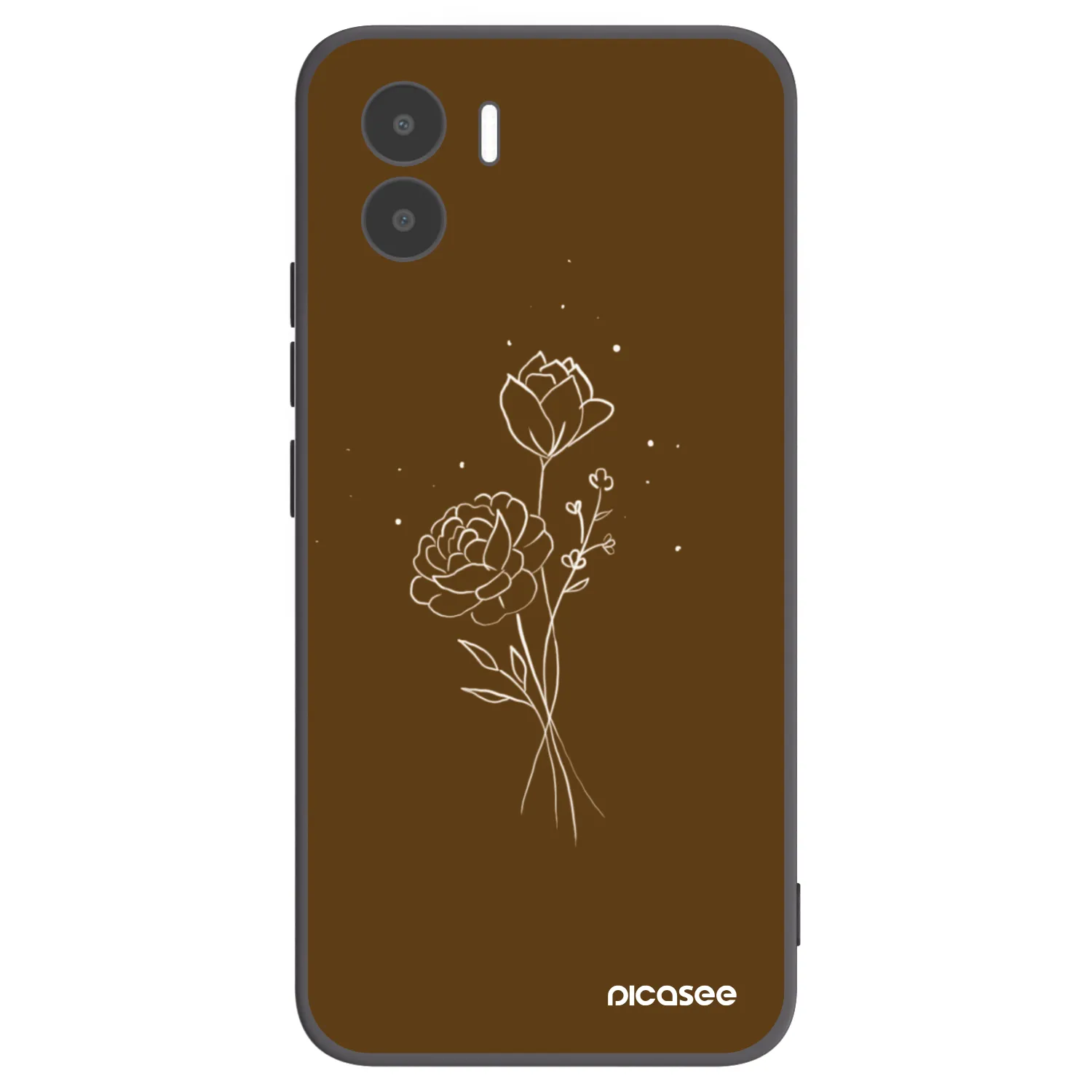 Picasee Xiaomi Redmi A1 Hülle - Schwarzes Silikon - Brown flowers