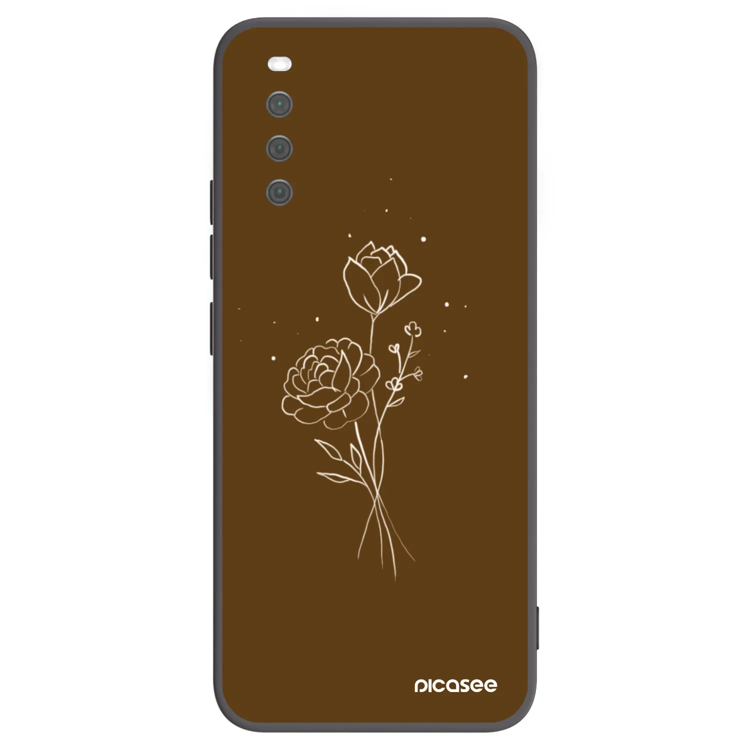 Picasee Sony Xperia 10 III Hülle - Schwarzes Silikon - Brown flowers