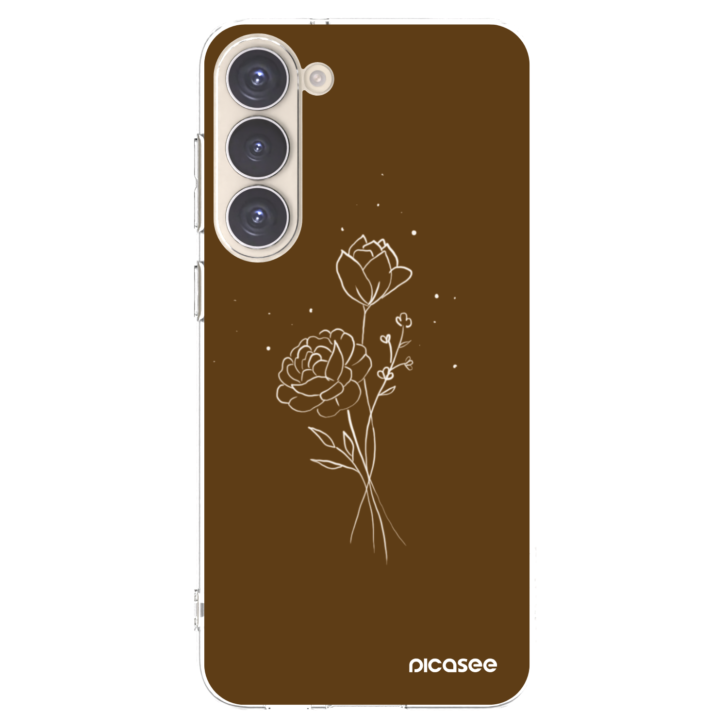 Picasee Samsung Galaxy S23+ 5G Hülle - Transparentes Silikon - Brown flowers