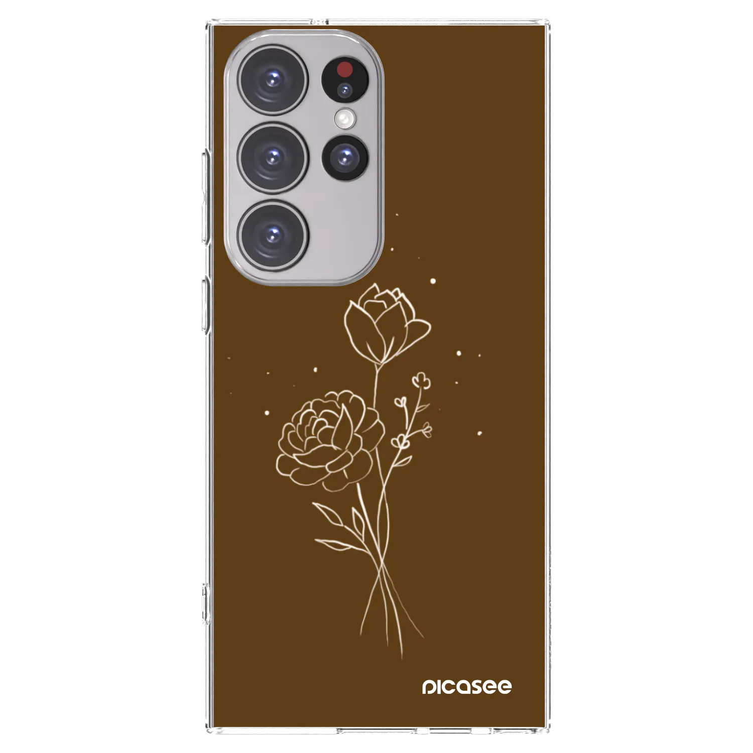Picasee Samsung Galaxy S23 Ultra 5G Hülle - Transparentes Silikon - Brown flowers