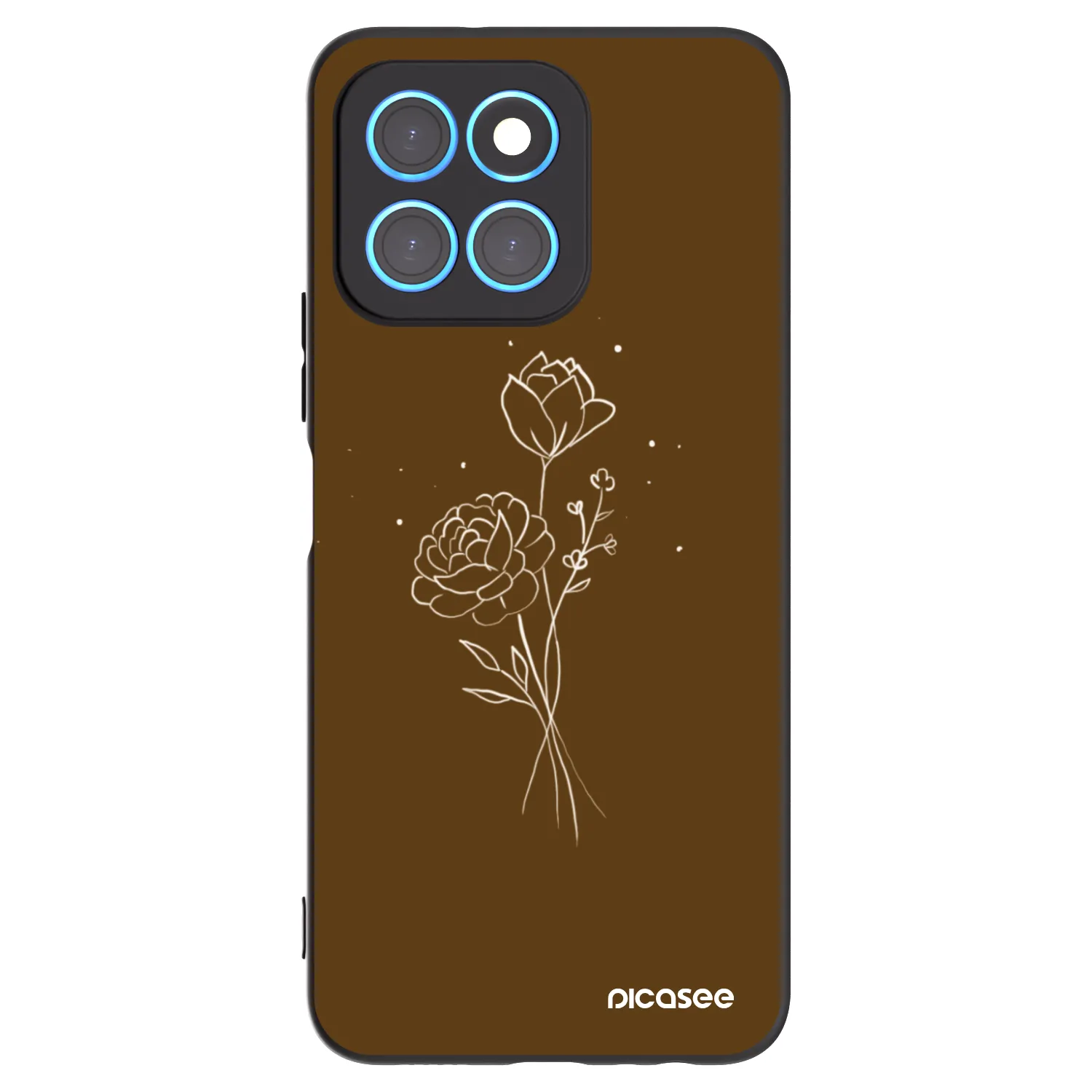 Picasee Honor X6 Hülle - Schwarzes Silikon - Brown flowers