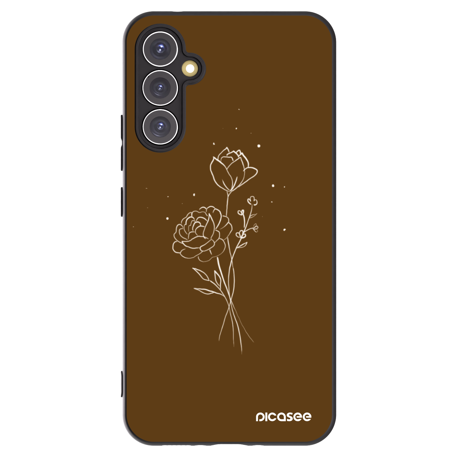 Picasee Samsung Galaxy A34 5G A346B Hülle - Schwarzes Silikon - Brown flowers