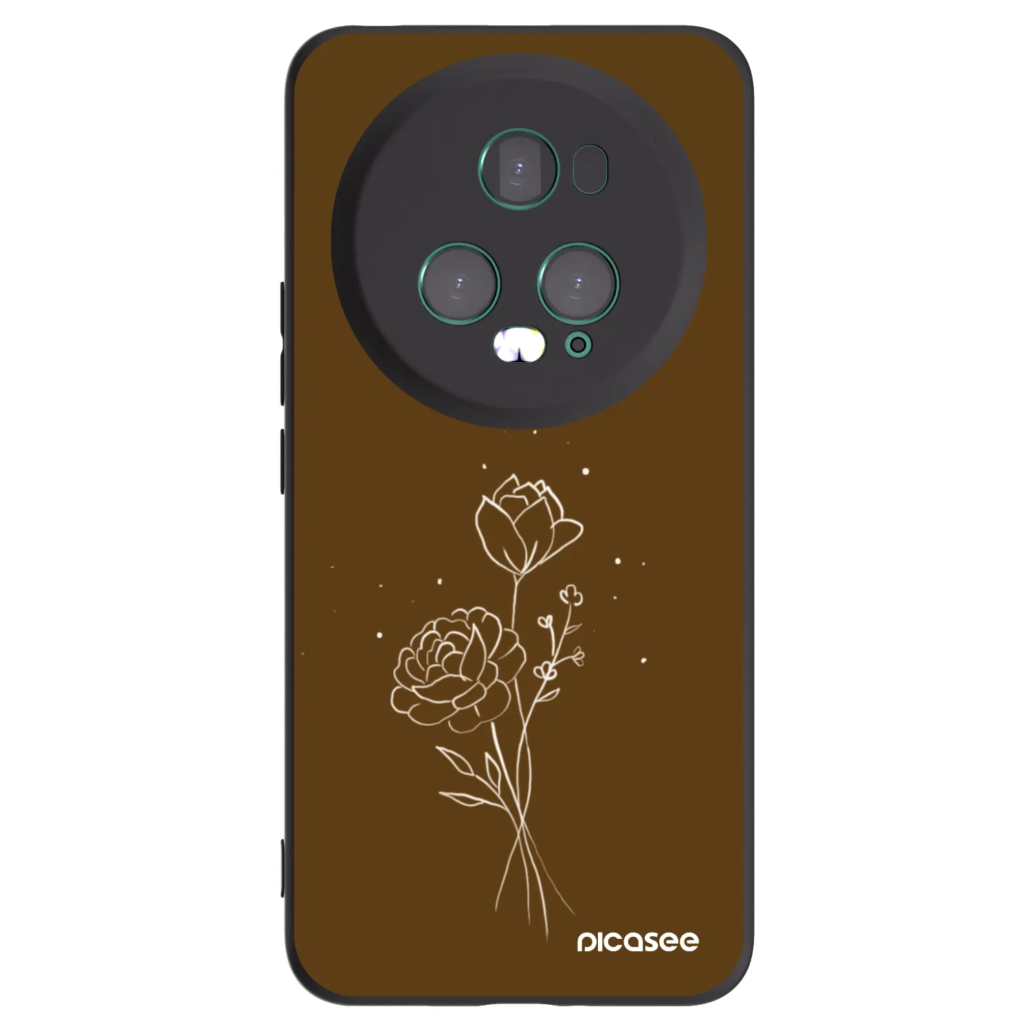 Picasee Honor Magic5 Pro Hülle - Schwarzes Silikon - Brown flowers