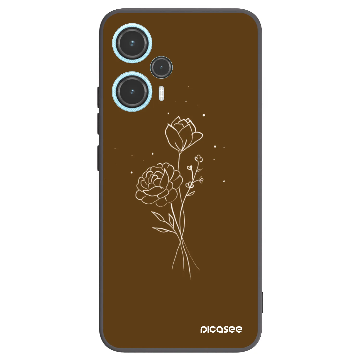 Picasee Xiaomi Poco F5 Hülle - Schwarzes Silikon - Brown flowers