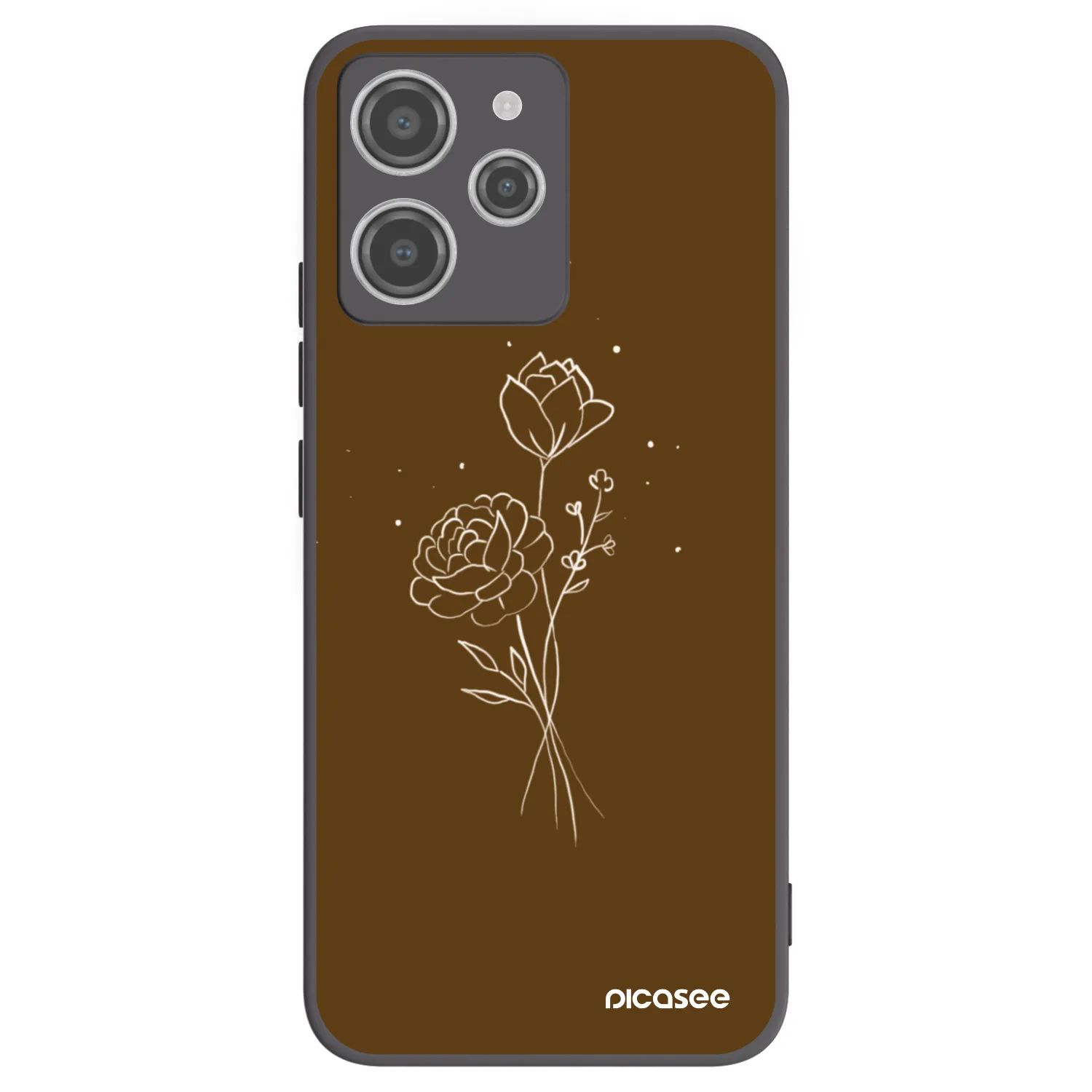 Picasee Xiaomi Redmi 12 4G Hülle - Schwarzes Silikon - Brown flowers