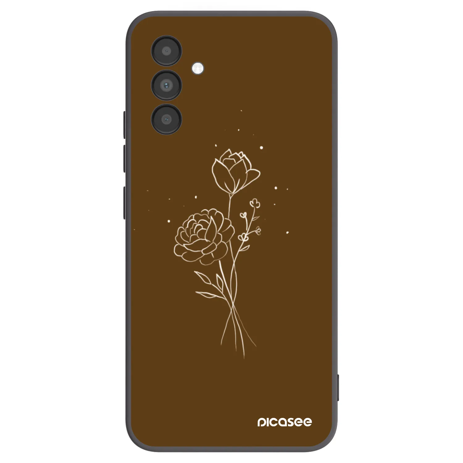 Picasee Samsung Galaxy A04s A047F Hülle - Schwarzes Silikon - Brown flowers