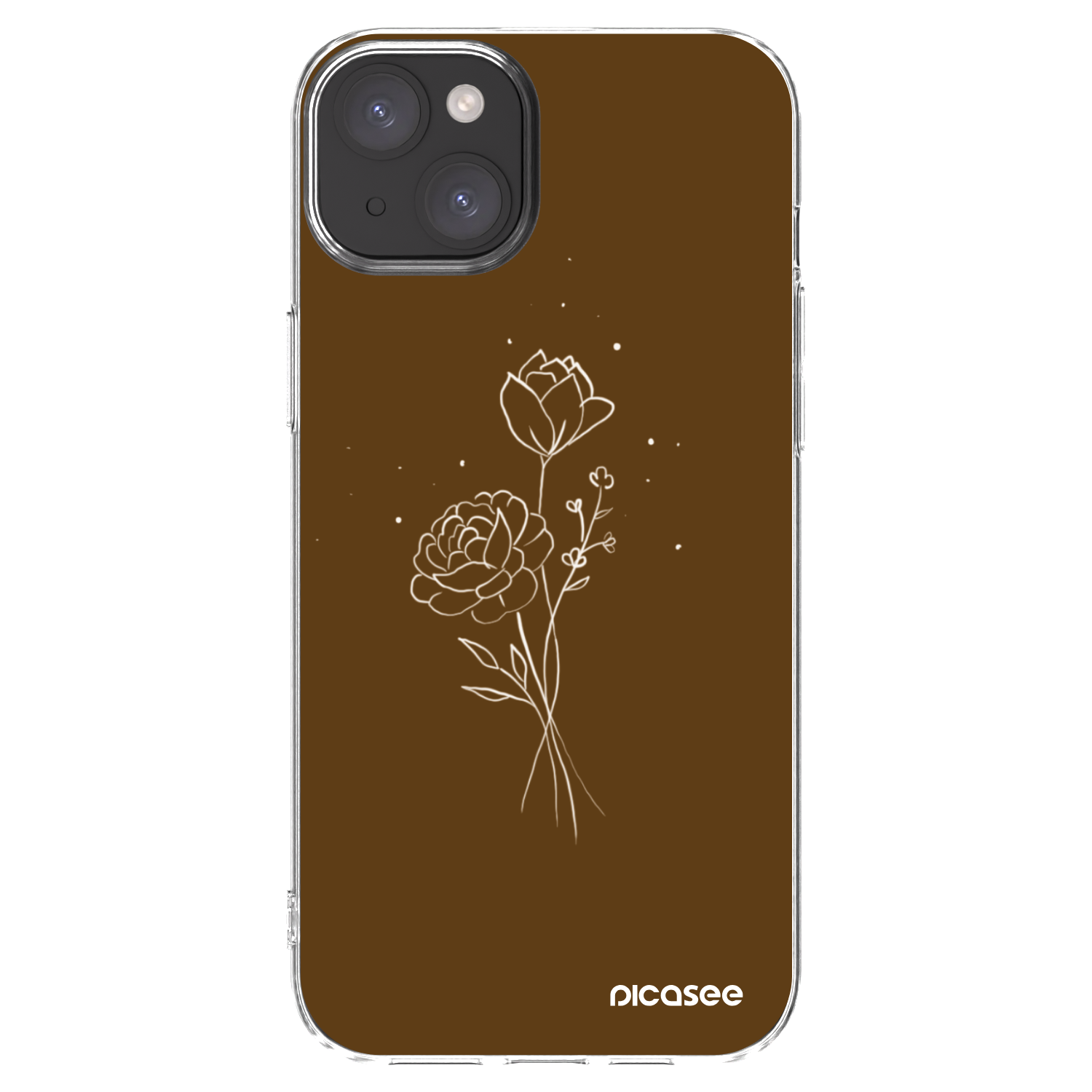 Picasee Apple iPhone 15 Plus Hülle - Transparentes Silikon - Brown flowers