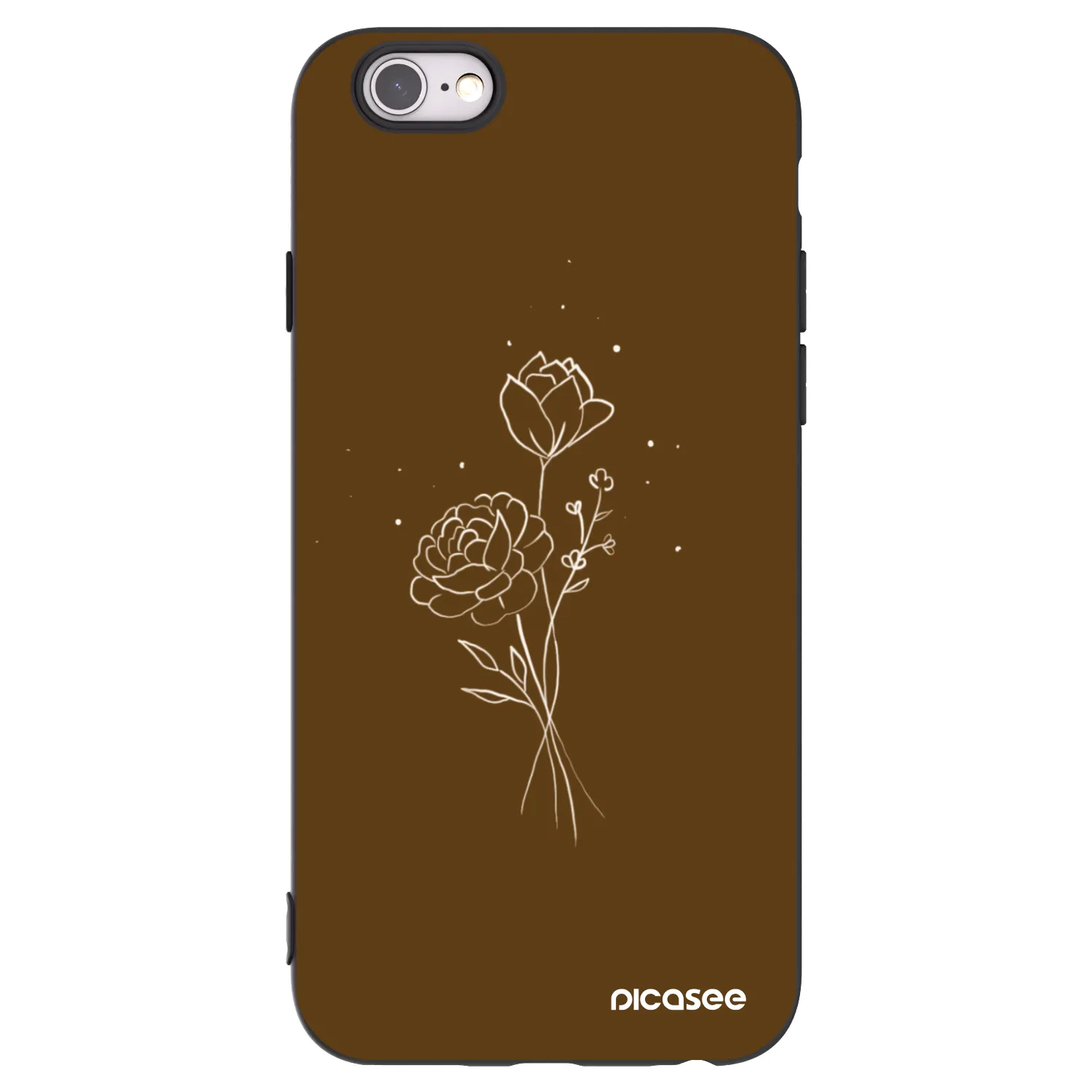 Picasee Apple iPhone 6/6S Hülle - Schwarzes Silikon - Brown flowers