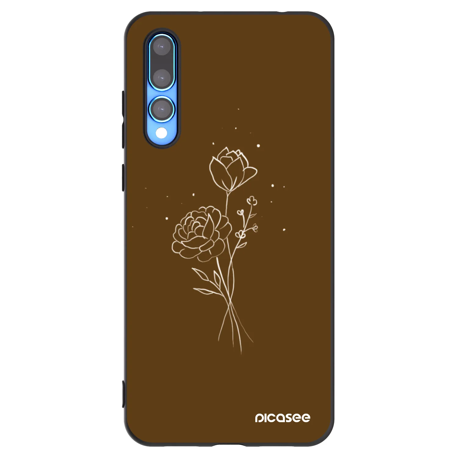 Picasee Huawei P20 Pro Hülle - Schwarzes Silikon - Brown flowers